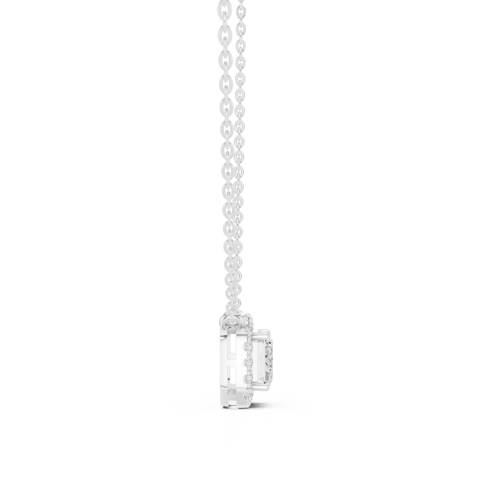 Aurora Halo Emerald Diamond Pendant Necklace