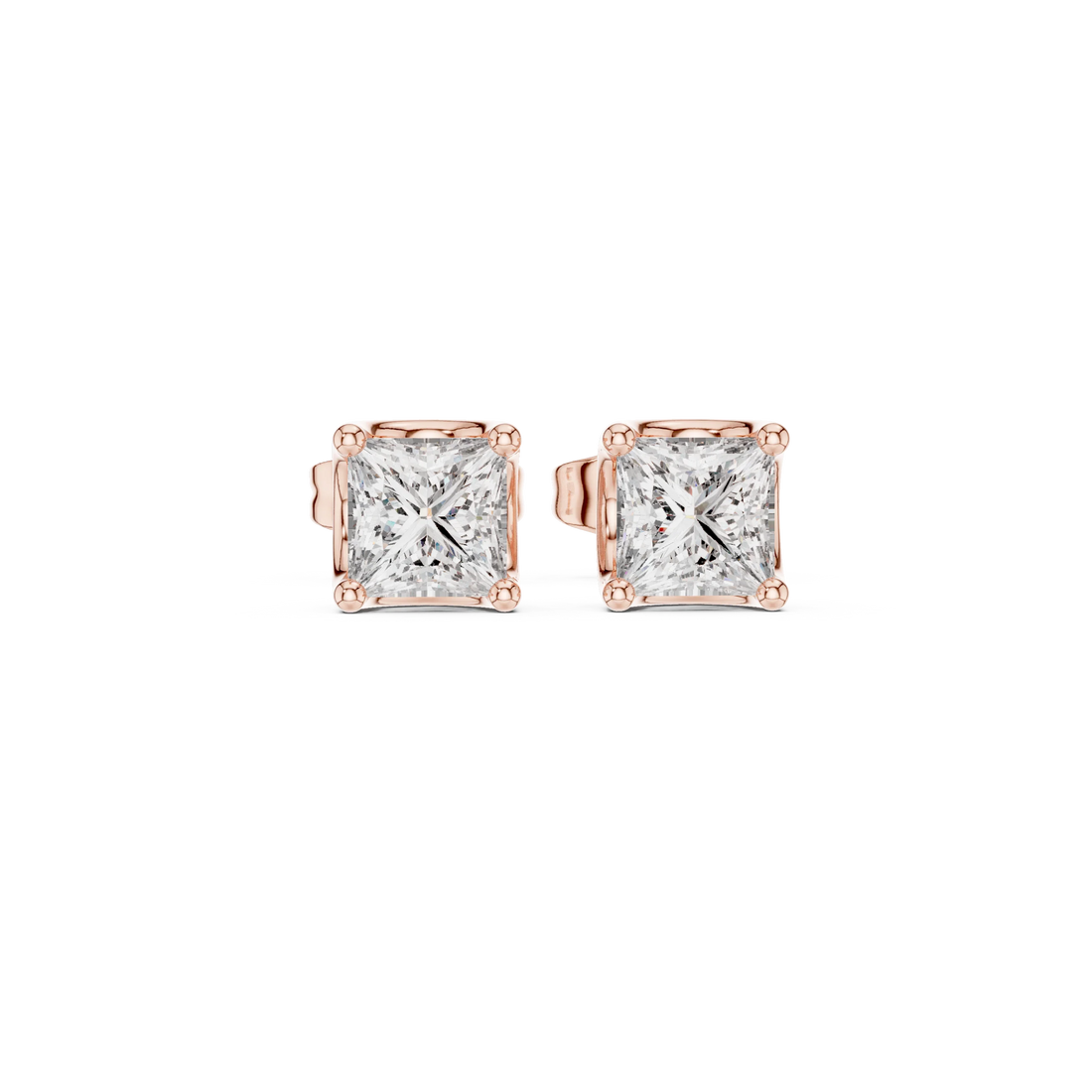 Princess Cut CZ Stud Earrings