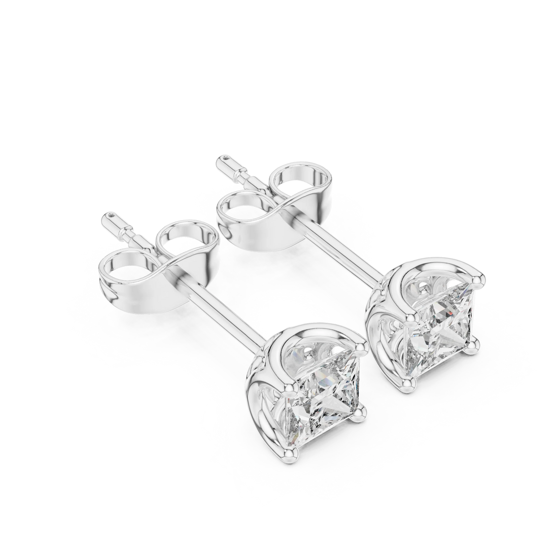 Princess Cut CZ Stud Earrings