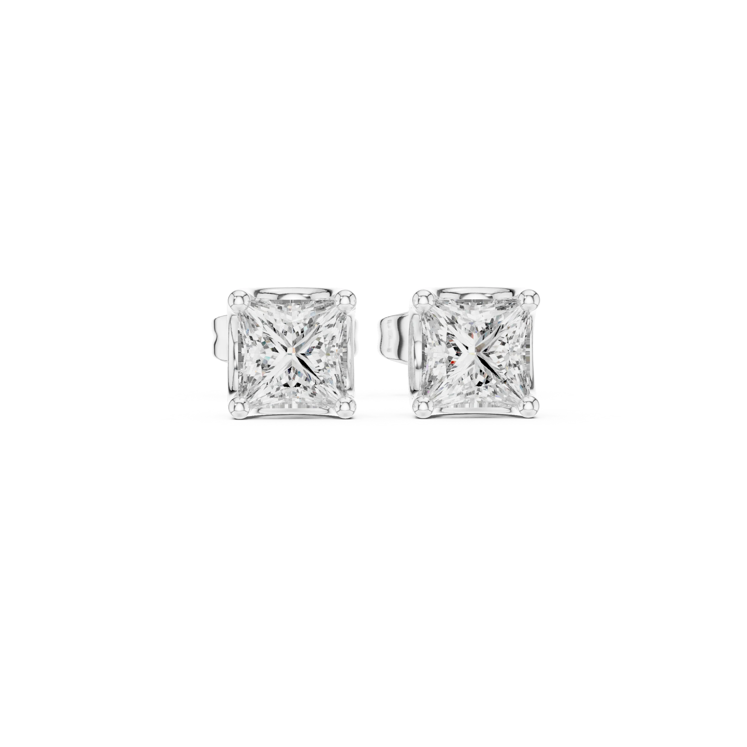 Princess Cut CZ Stud Earrings