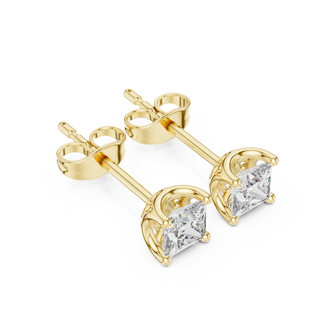 Princess Cut CZ Stud Earrings