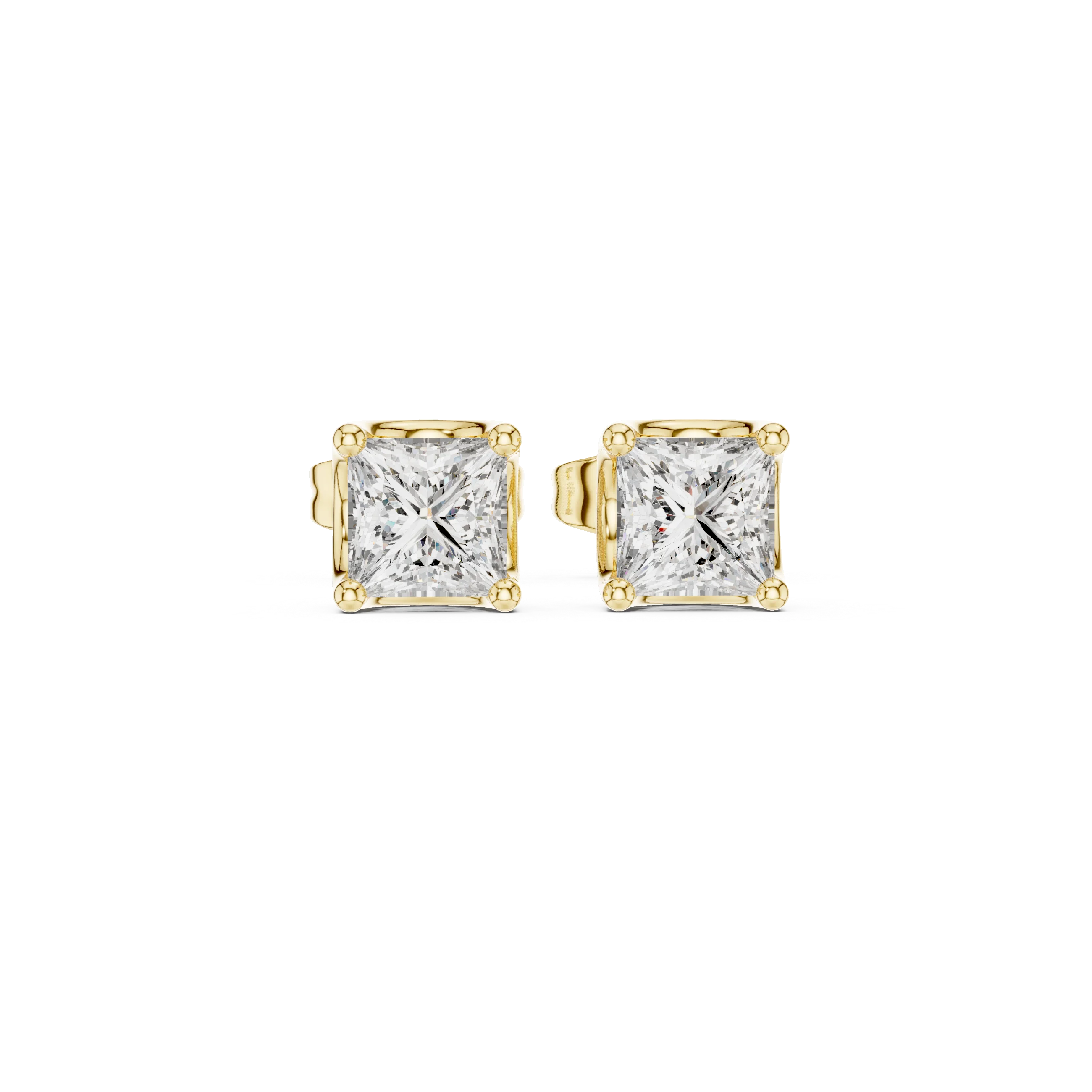 Princess Cut CZ Stud Earrings