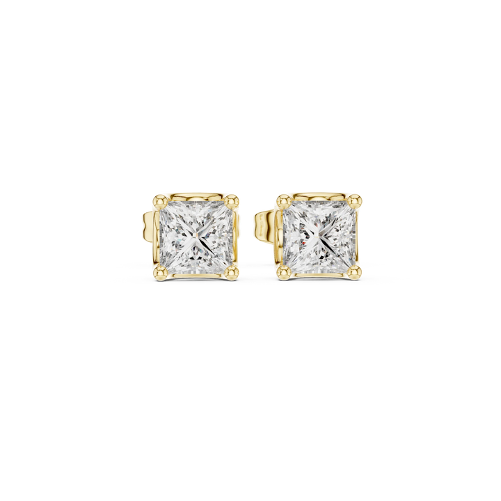 Princess Cut CZ Stud Earrings