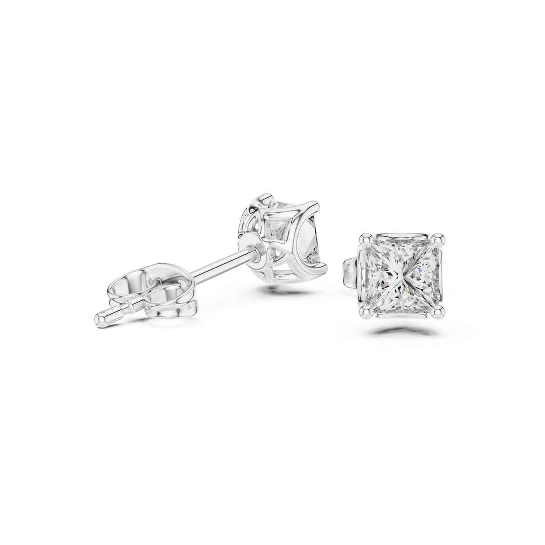 Princess Cut CZ Stud Earrings