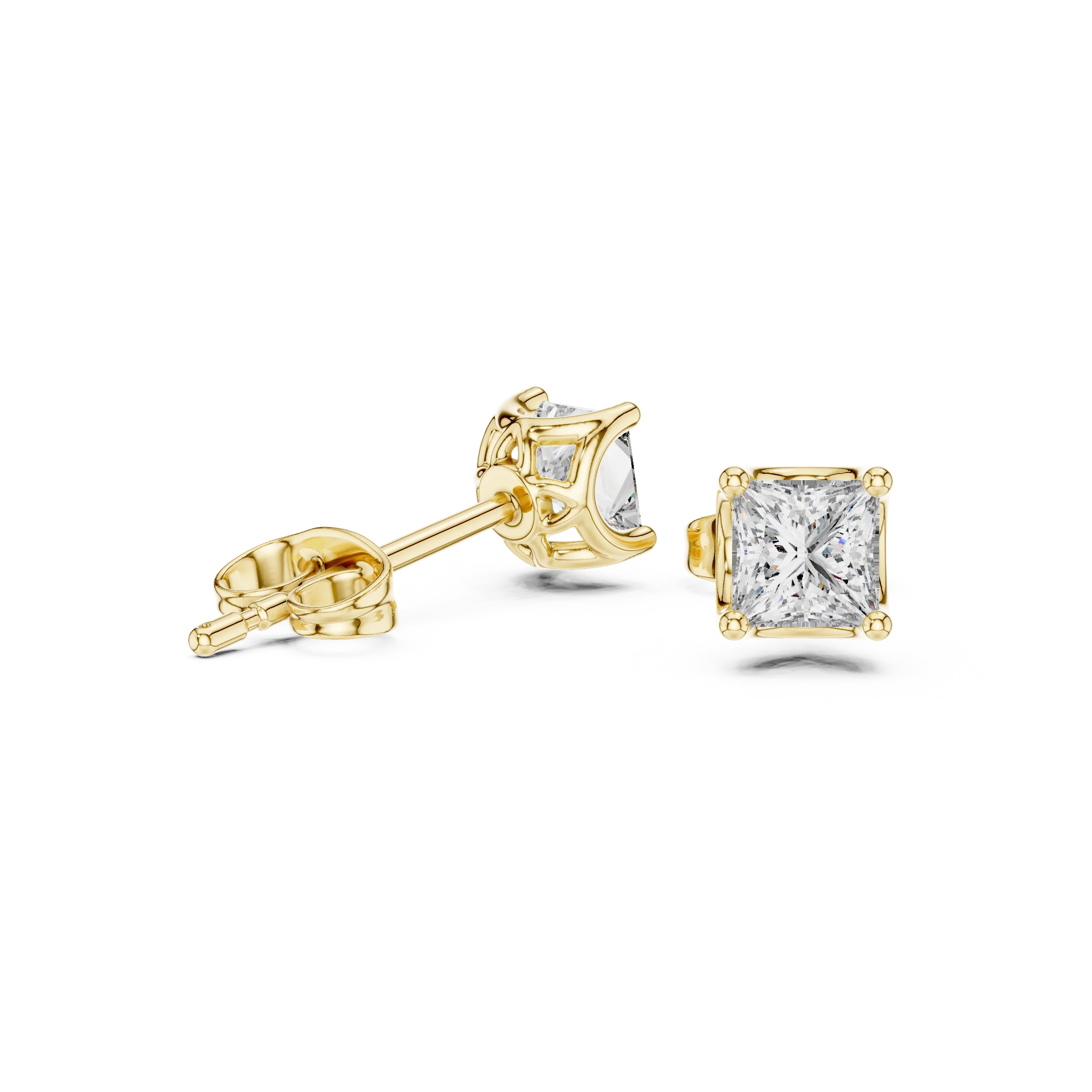 Princess Cut CZ Stud Earrings