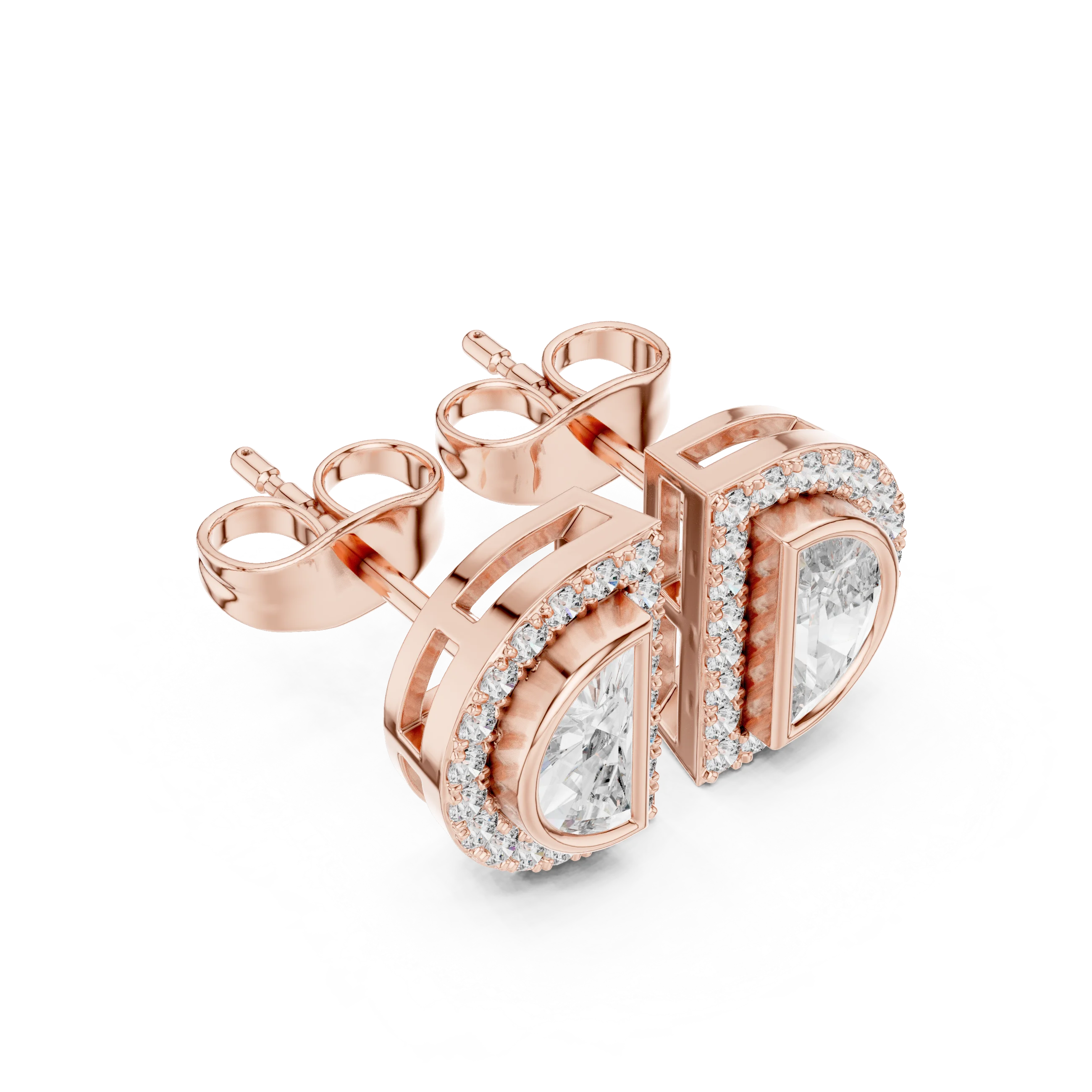 Celeste D-Halo Diamond Stud Earrings