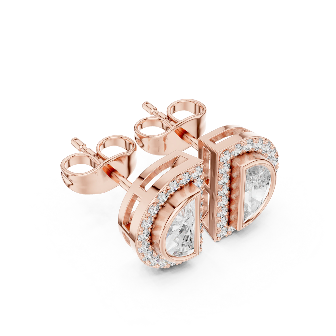 Celeste D-Halo Diamond Stud Earrings