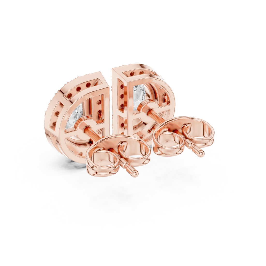 Celeste D-Halo Diamond Stud Earrings