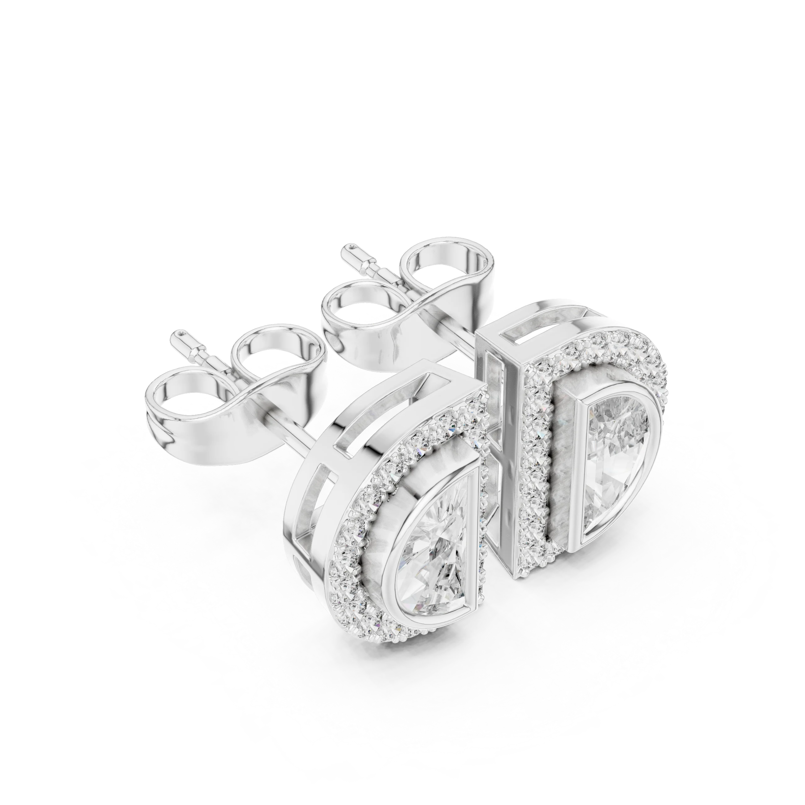 Celeste D-Halo Diamond Stud Earrings