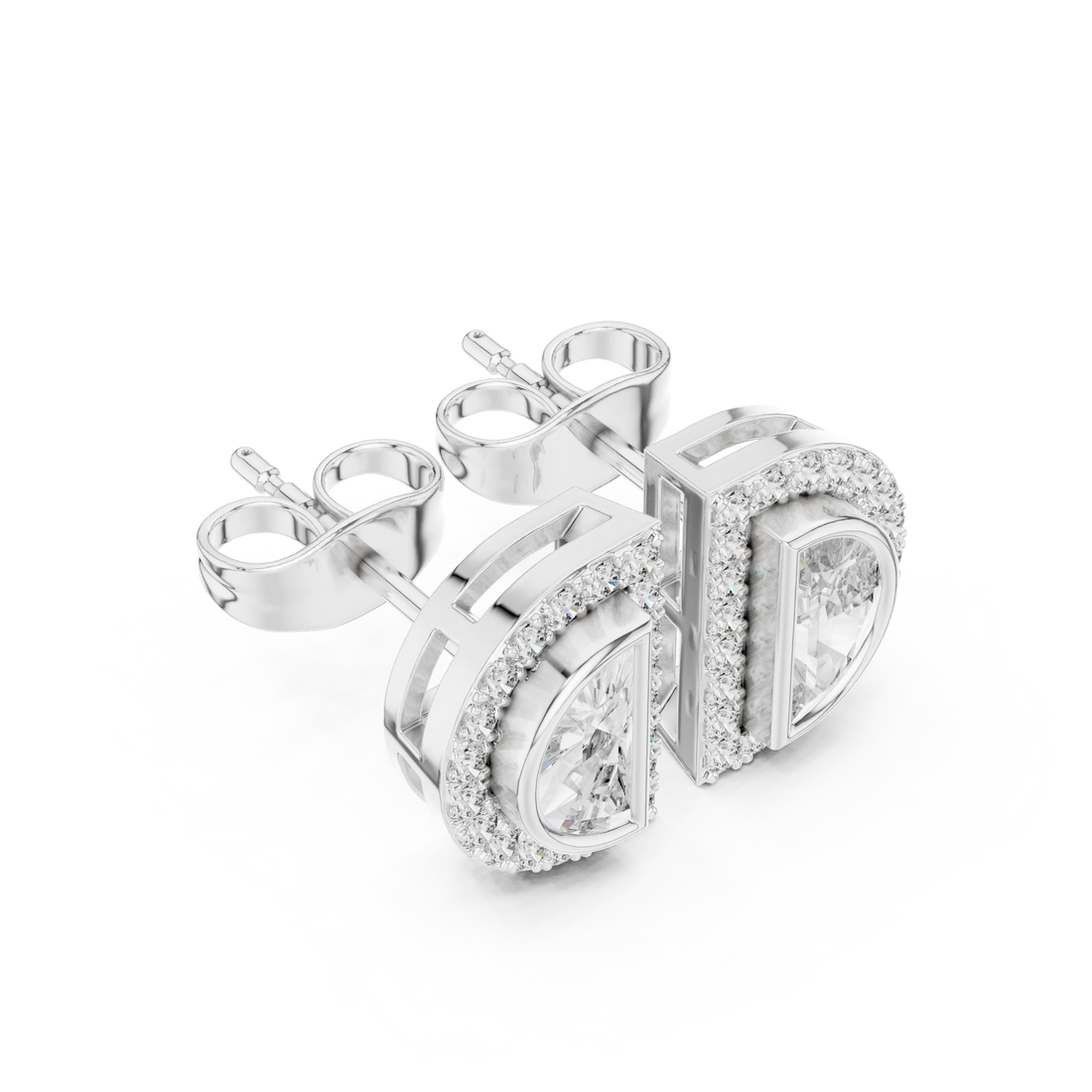 Celeste D-Halo Diamond Stud Earrings