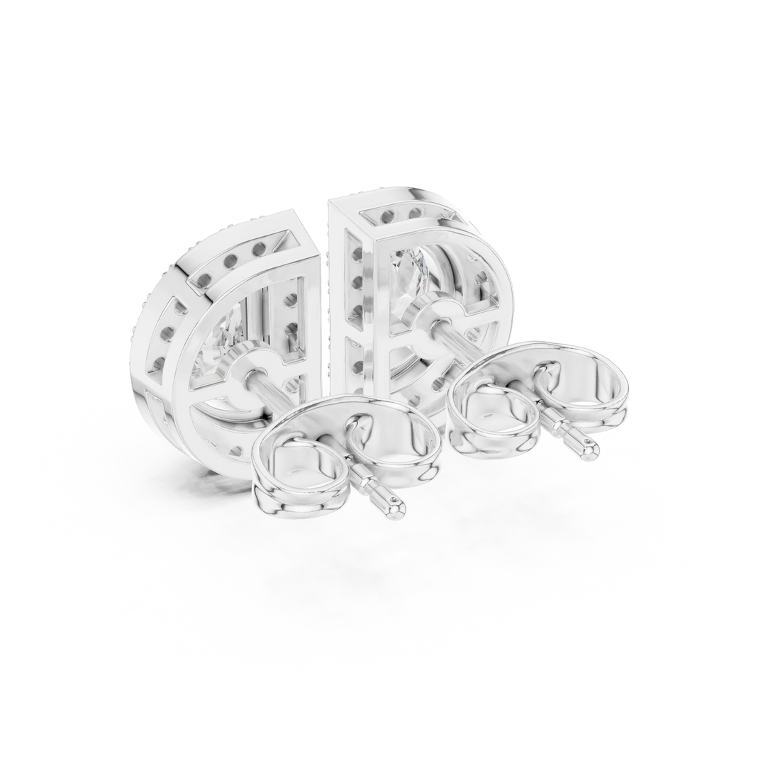 Celeste D-Halo Diamond Stud Earrings