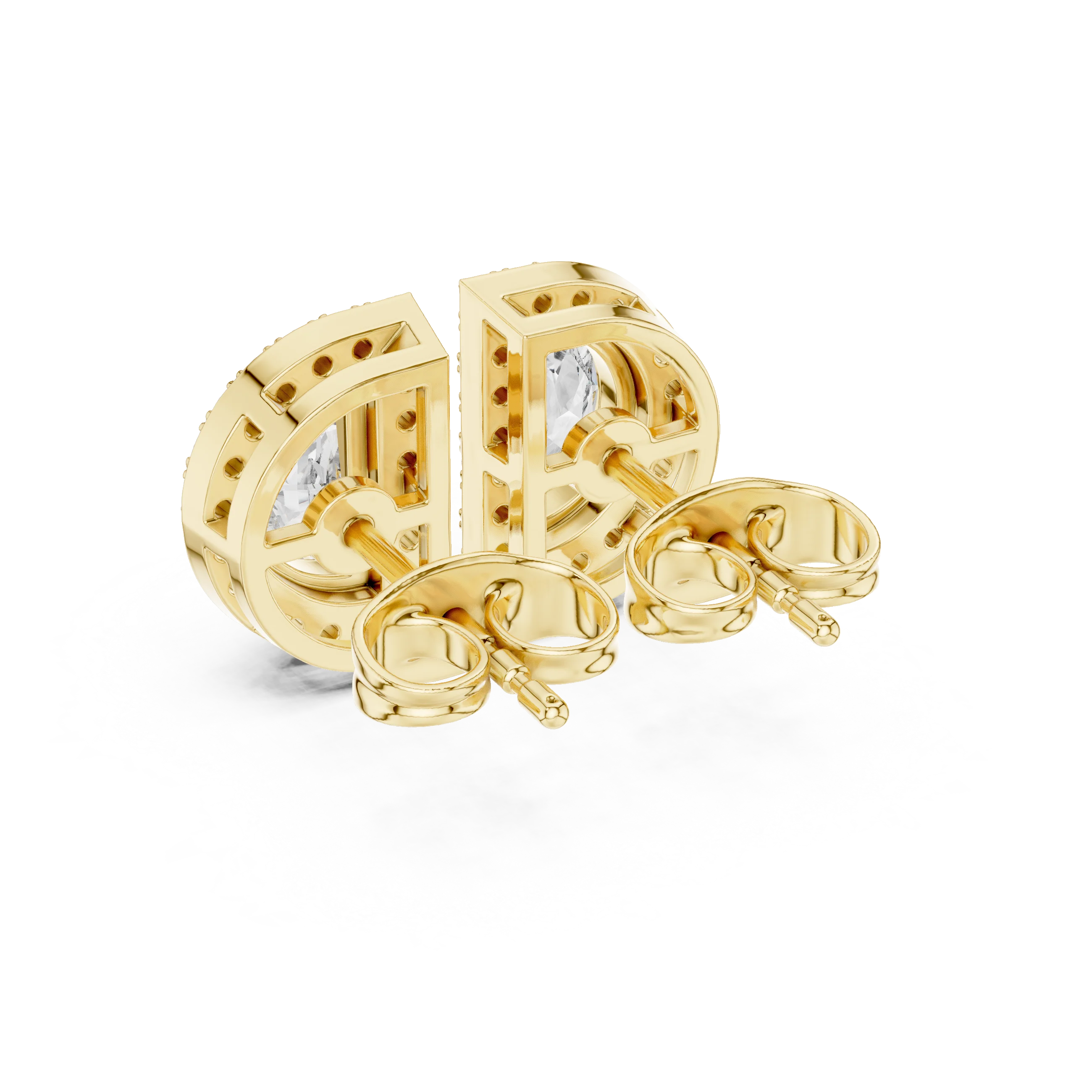 Celeste D-Halo Diamond Stud Earrings