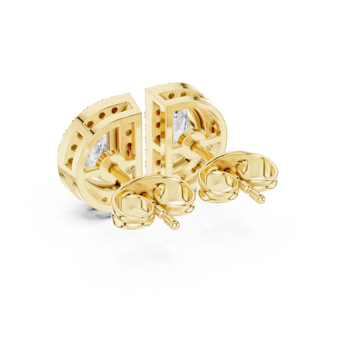 Celeste D-Halo Diamond Stud Earrings