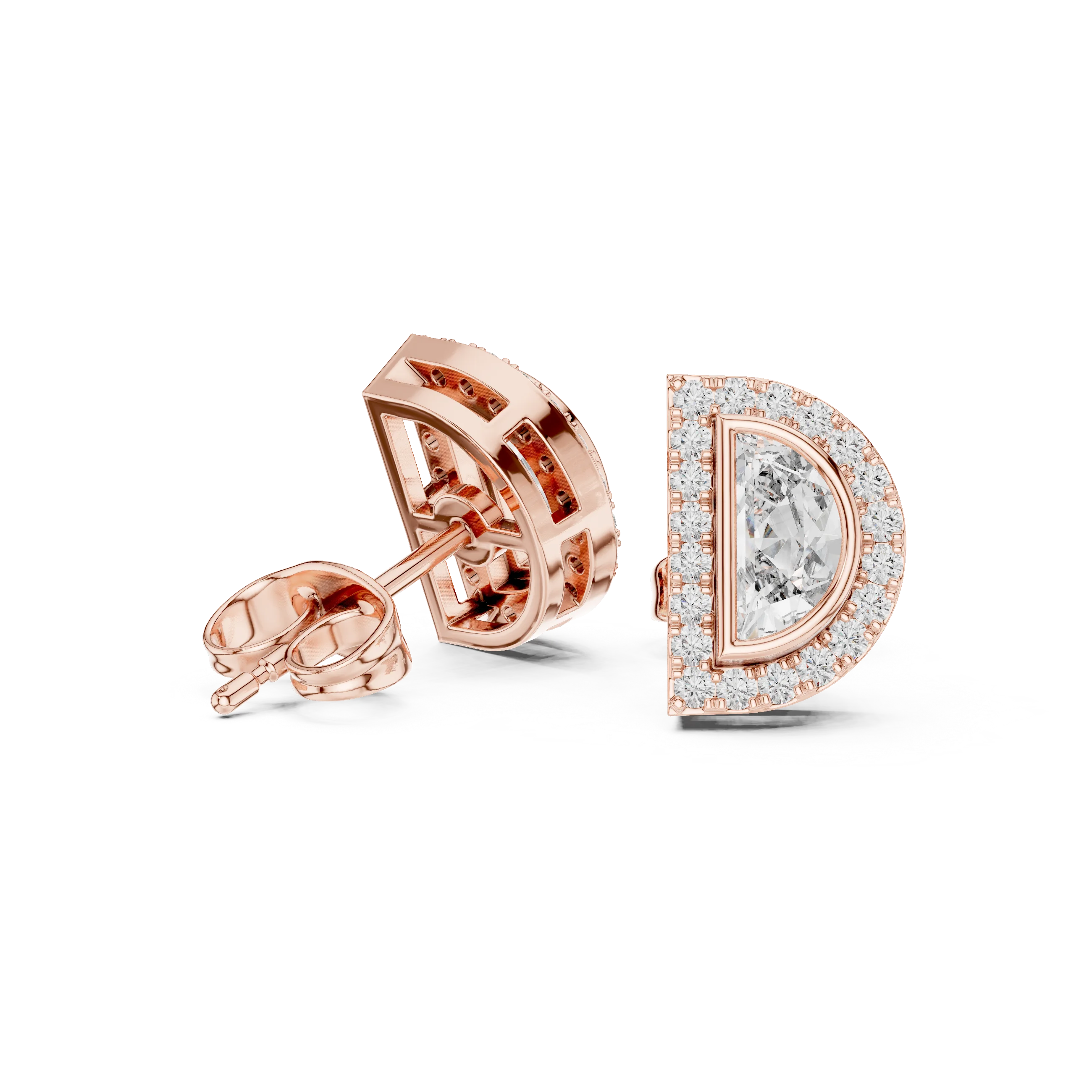 Celeste D-Halo Diamond Stud Earrings