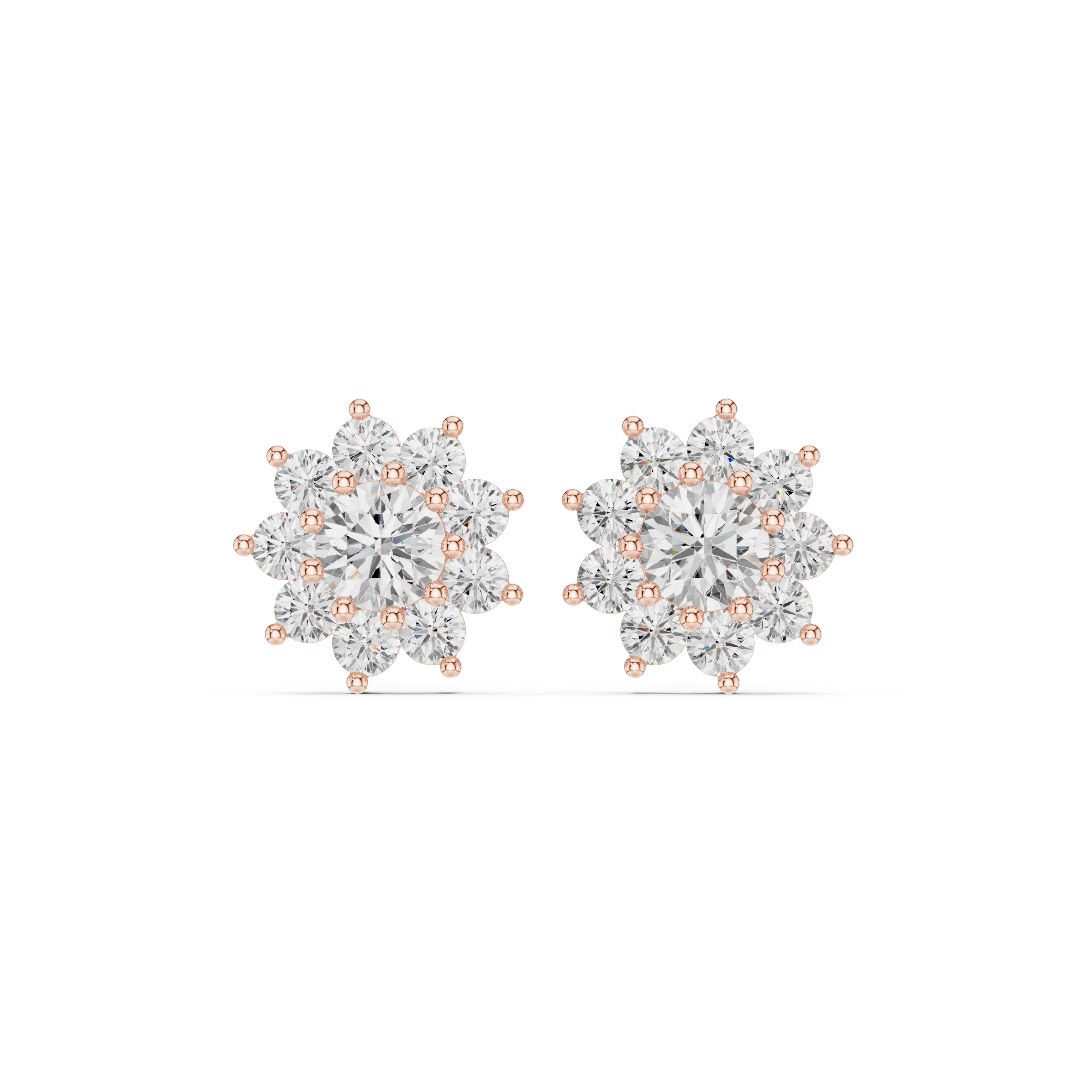 Bloom Radiance Diamond Cluster Stud Earrings