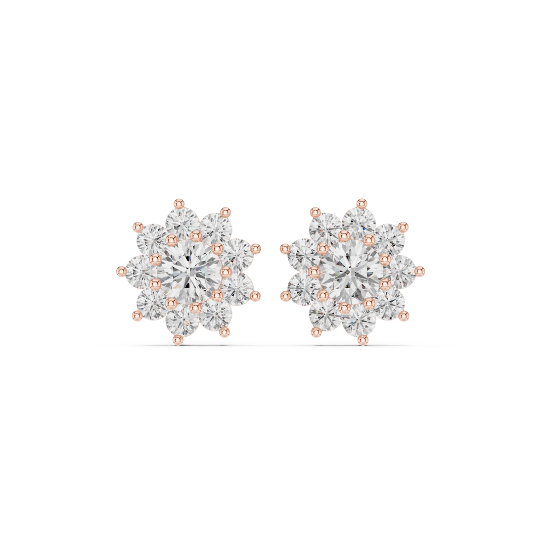 Bloom Radiance Diamond Cluster Stud Earrings