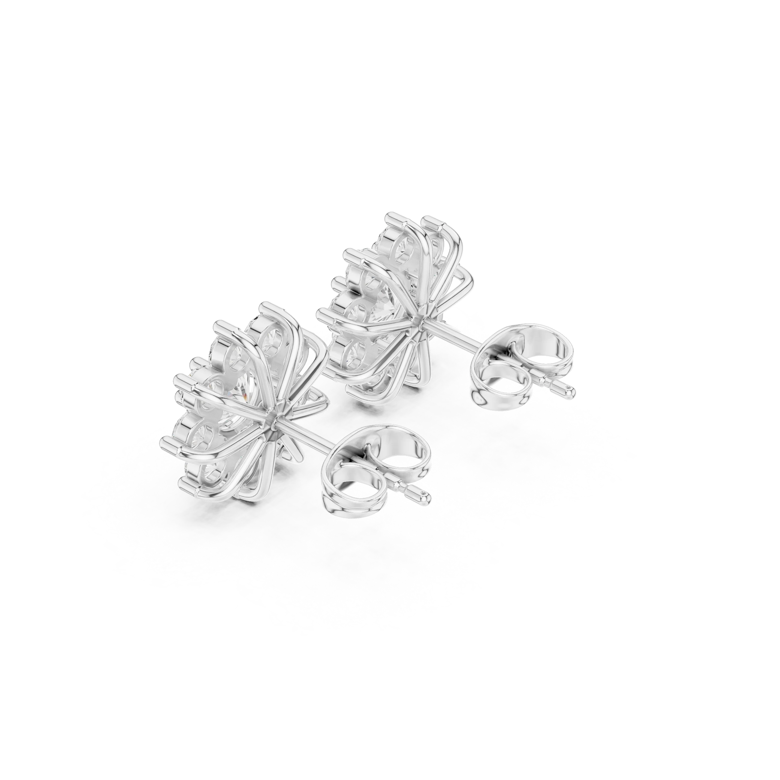 Bloom Radiance Diamond Cluster Stud Earrings