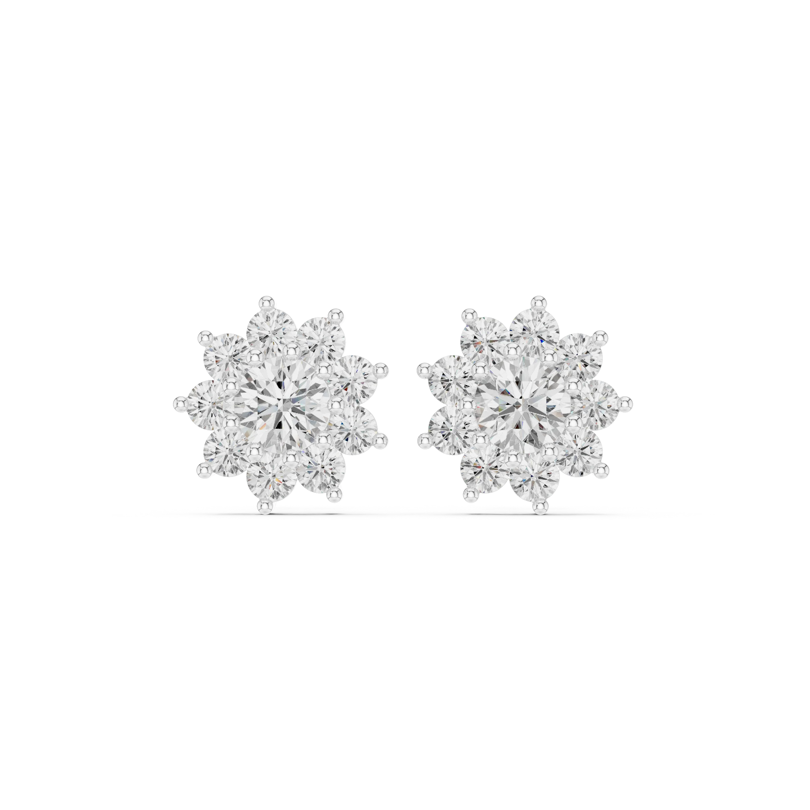 Bloom Radiance Diamond Cluster Stud Earrings
