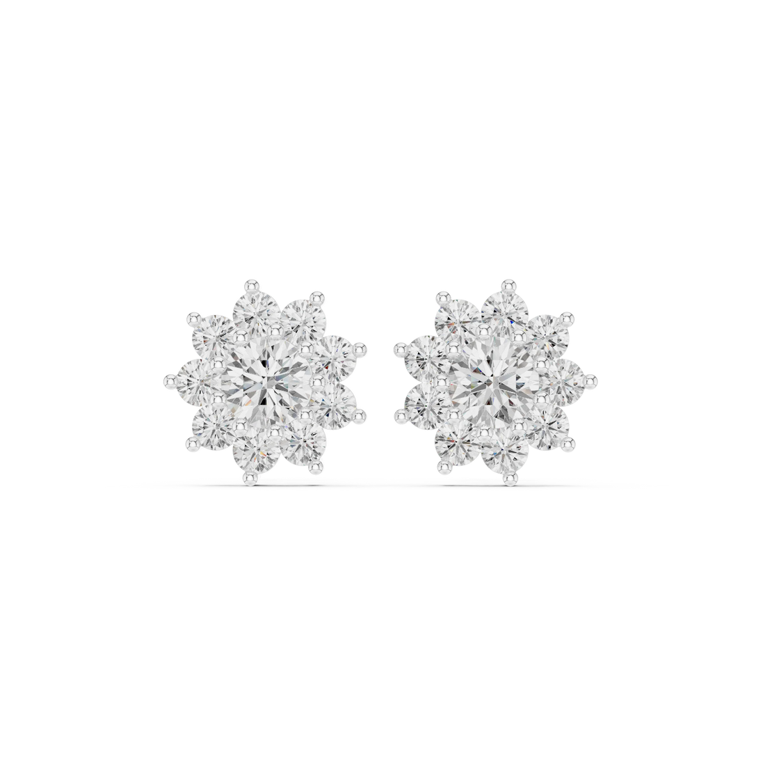 Bloom Radiance Diamond Cluster Stud Earrings
