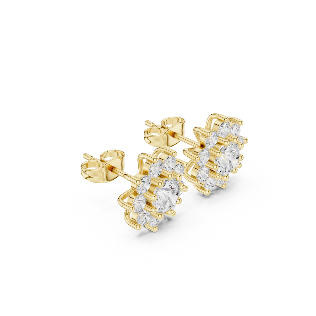 Bloom Radiance Diamond Cluster Stud Earrings