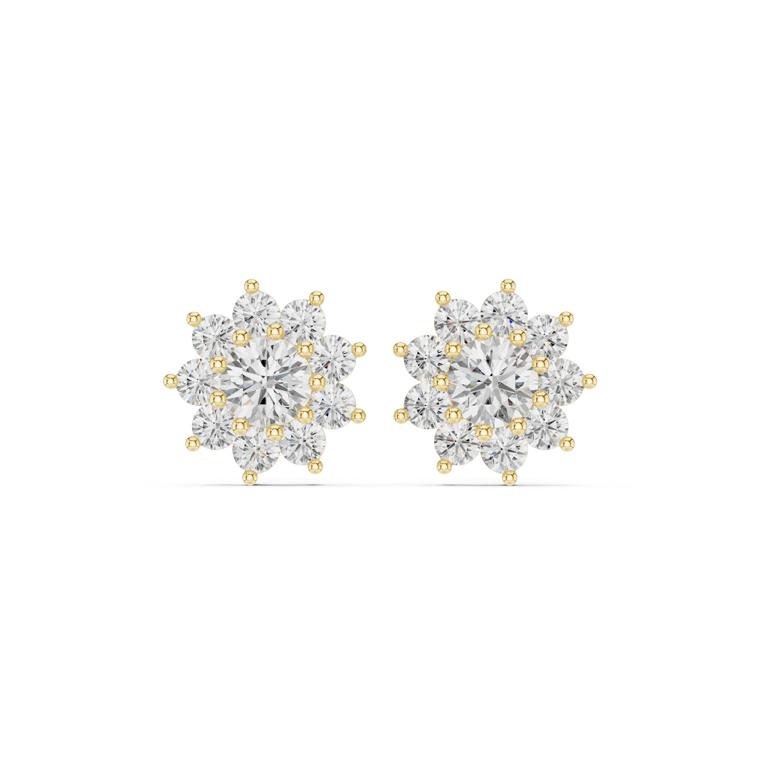 Bloom Radiance Diamond Cluster Stud Earrings