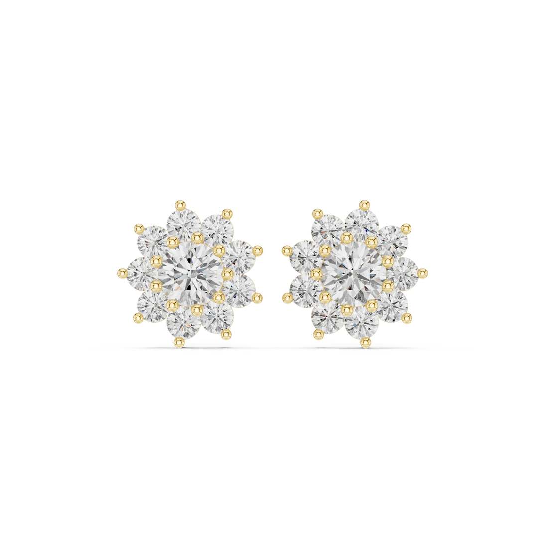Bloom Radiance Diamond Cluster Stud Earrings