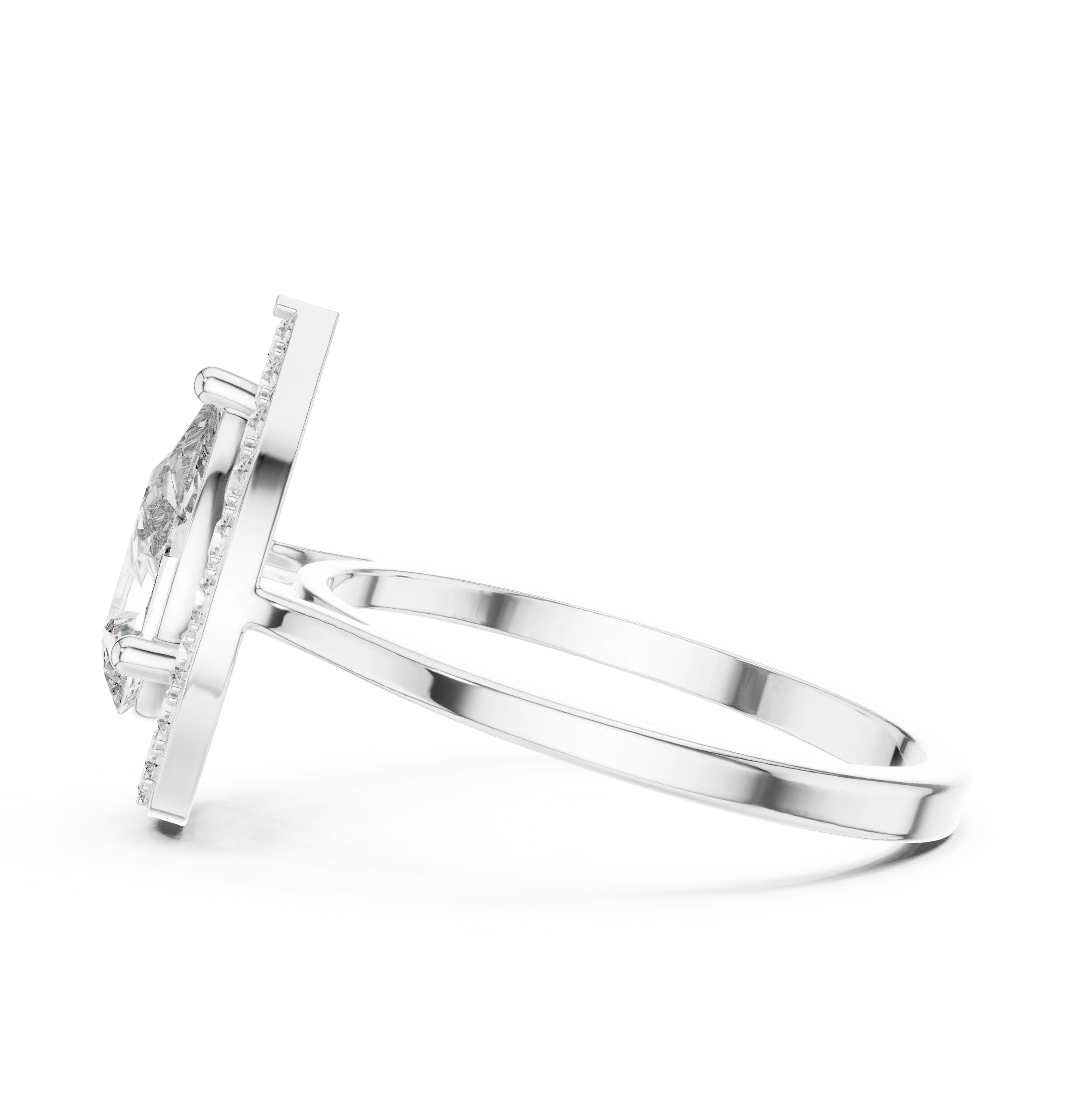 Pear Shaped Halo Diamond Engagement Ring