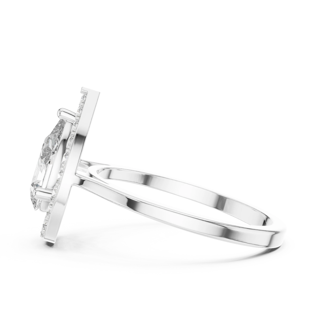 Pear Shaped Halo Diamond Engagement Ring
