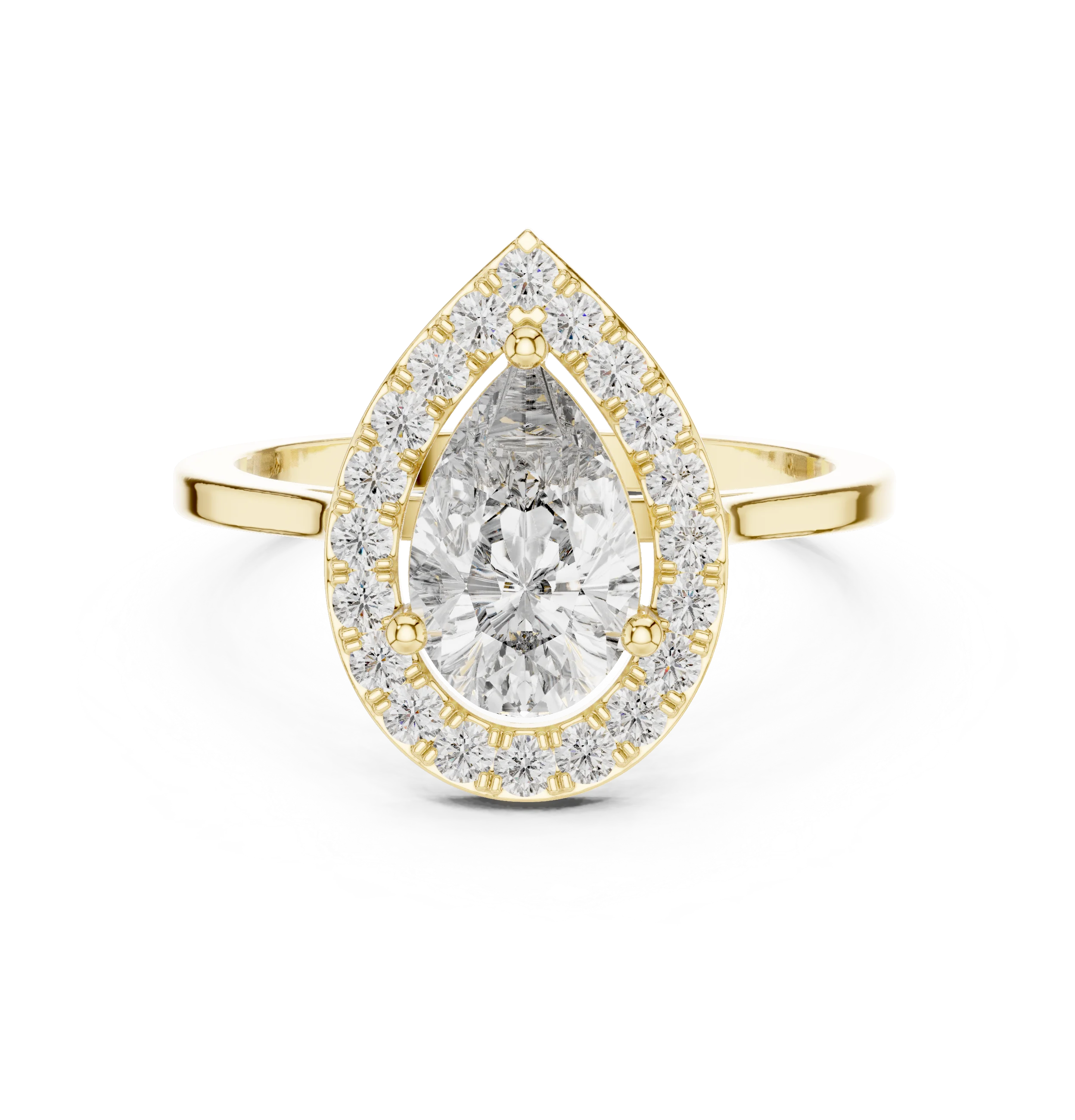 Pear Shaped Halo Diamond Engagement Ring