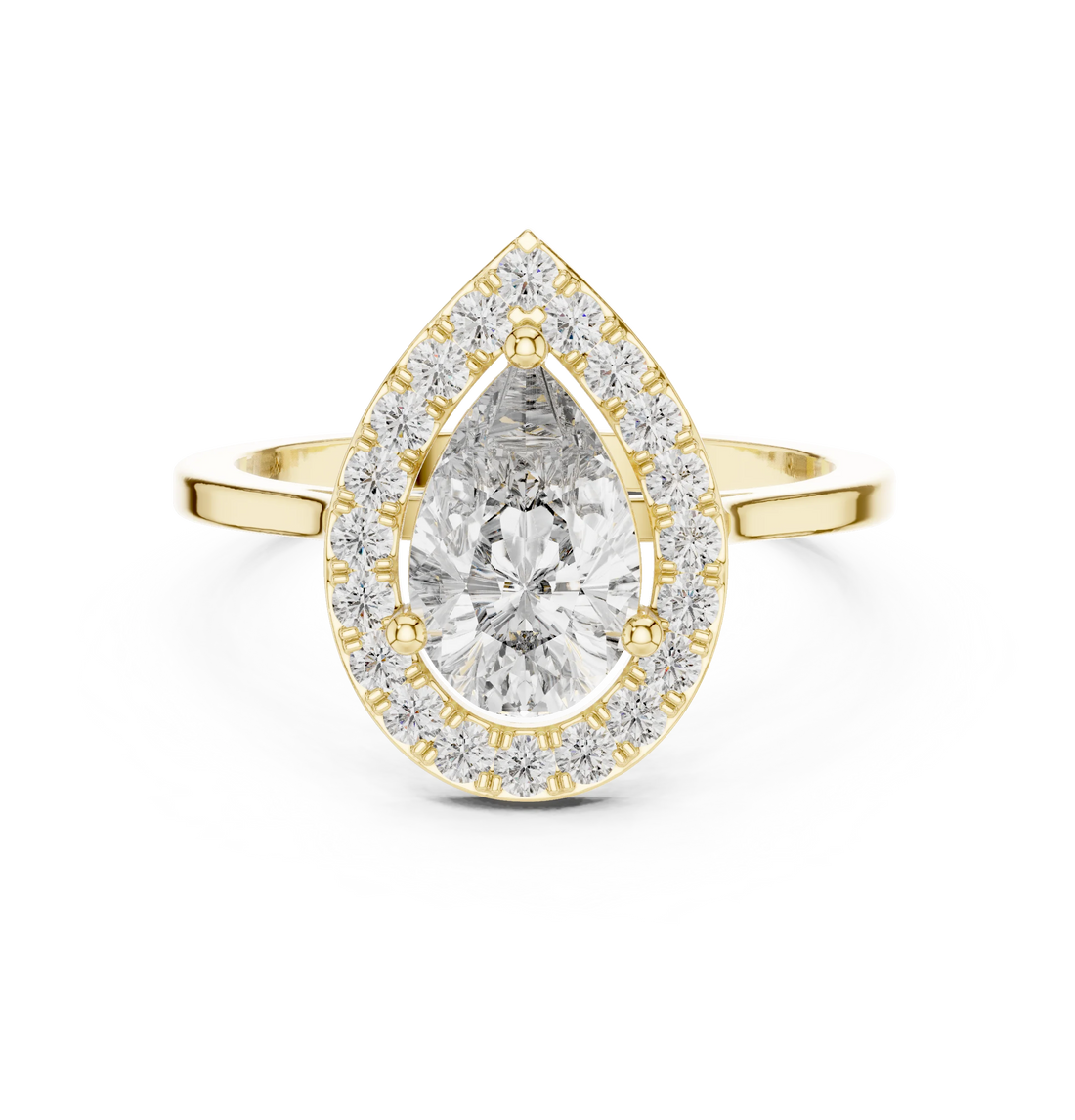 Pear Shaped Halo Diamond Engagement Ring