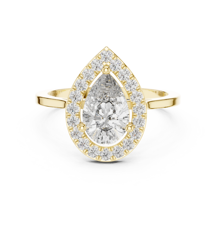 Pear Shaped Halo Diamond Engagement Ring