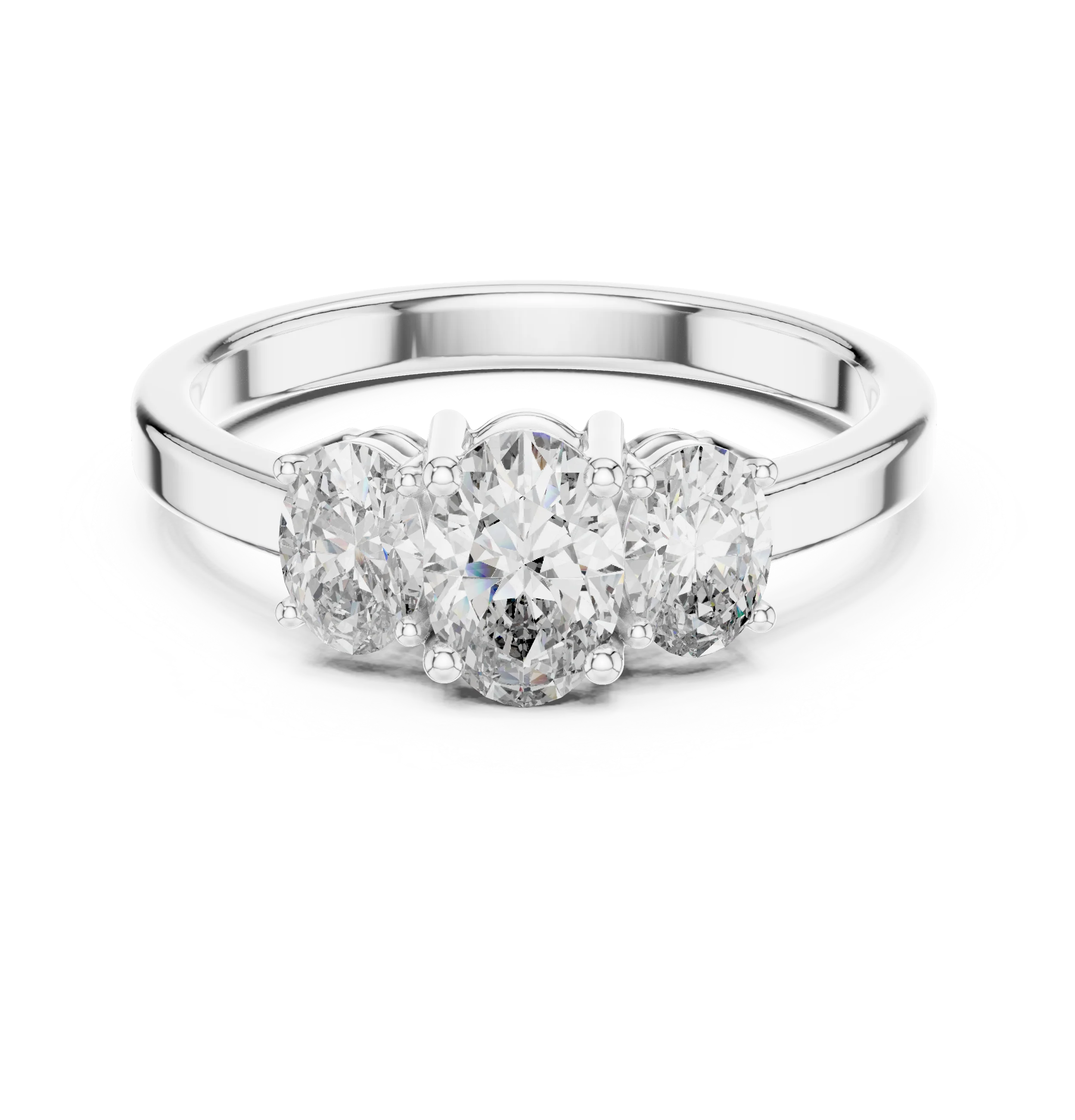 Oval Cut Three-Stone Diamond Engagement Ring