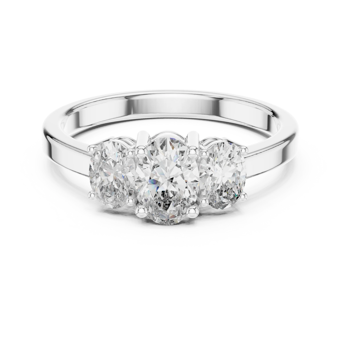 Oval Cut Three-Stone Diamond Engagement Ring