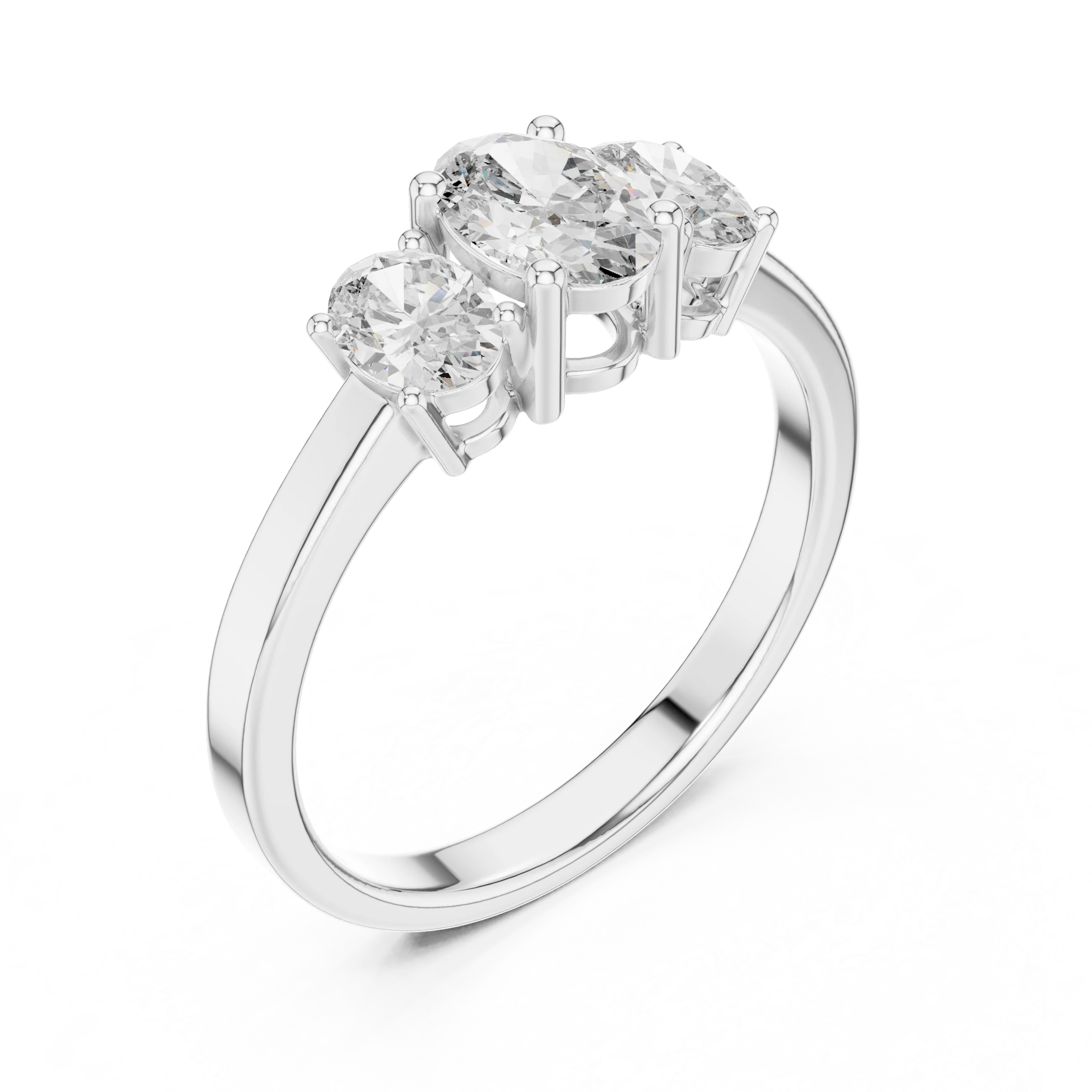 Oval Cut Three-Stone Diamond Engagement Ring