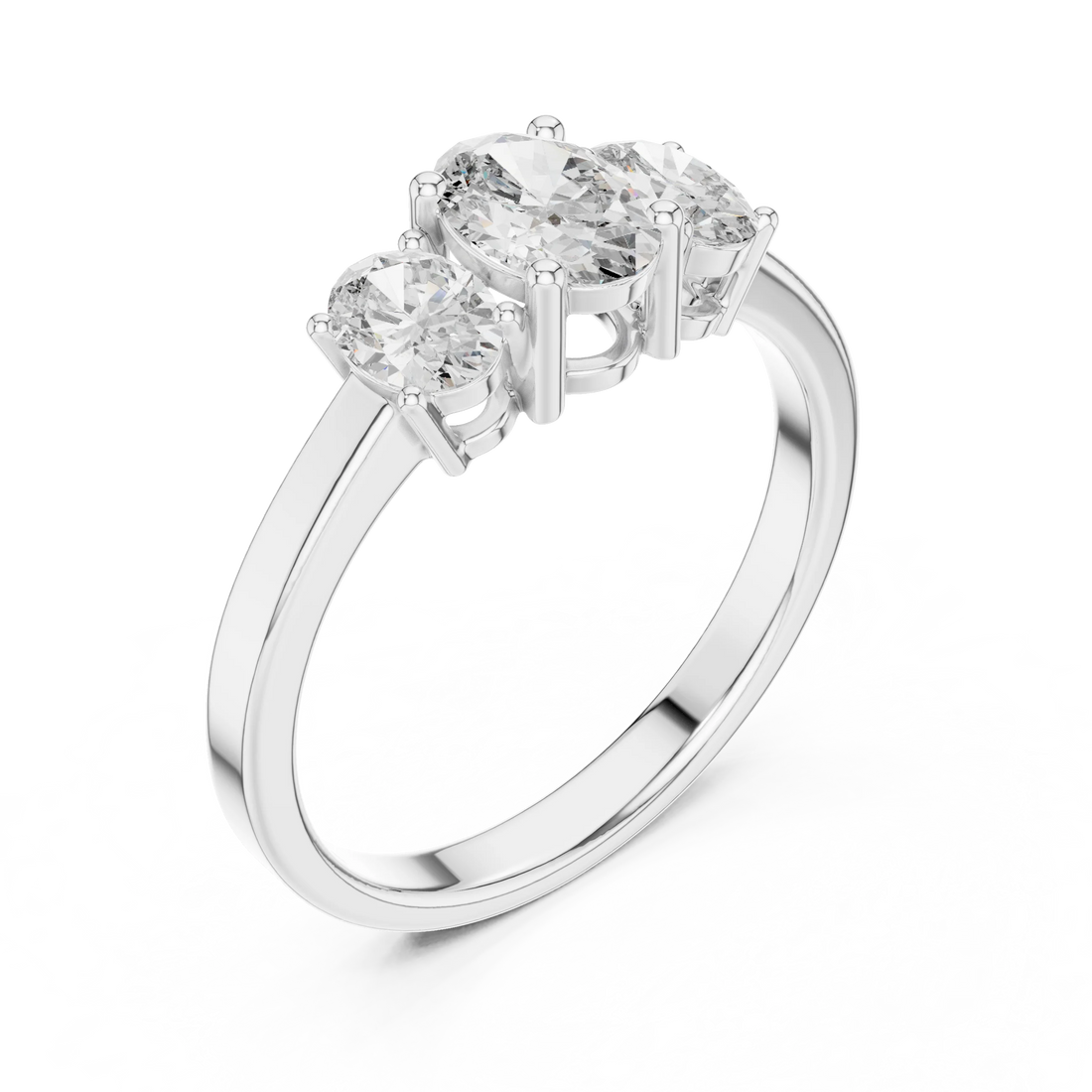 Oval Cut Three-Stone Diamond Engagement Ring