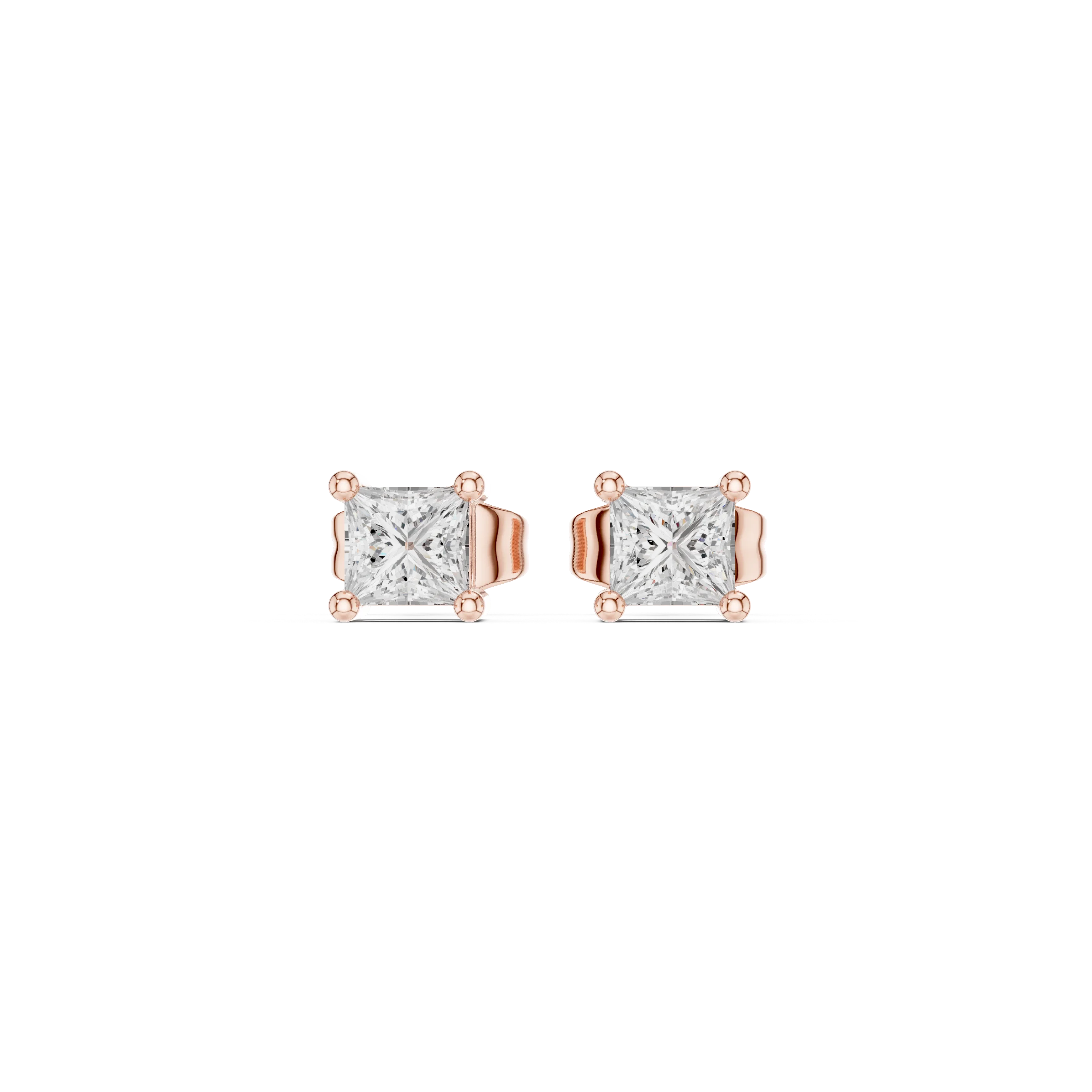 Classic Princess Solitaire Diamond Stud Earrings