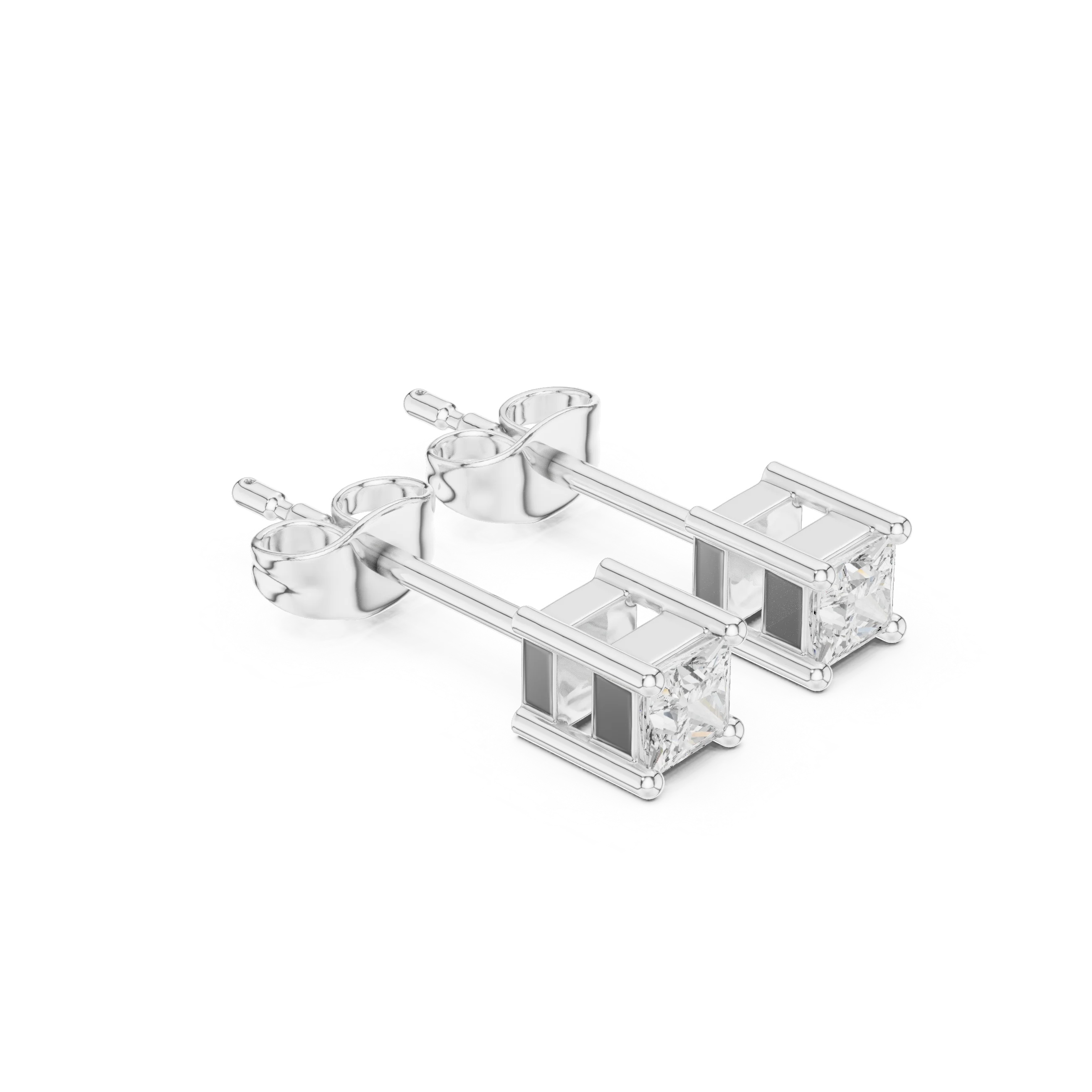 Classic Princess Solitaire Diamond Stud Earrings