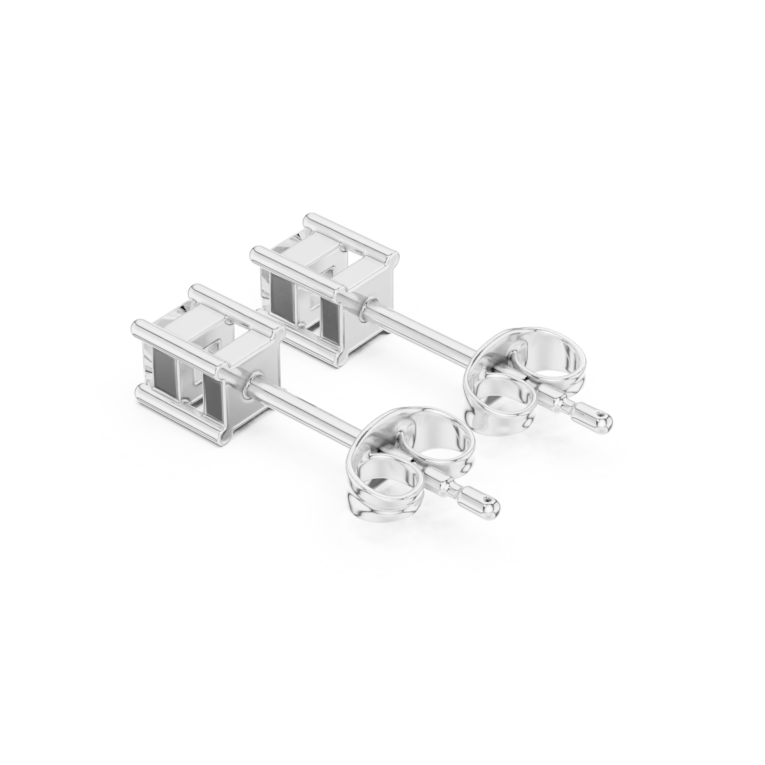 Classic Princess Solitaire Diamond Stud Earrings