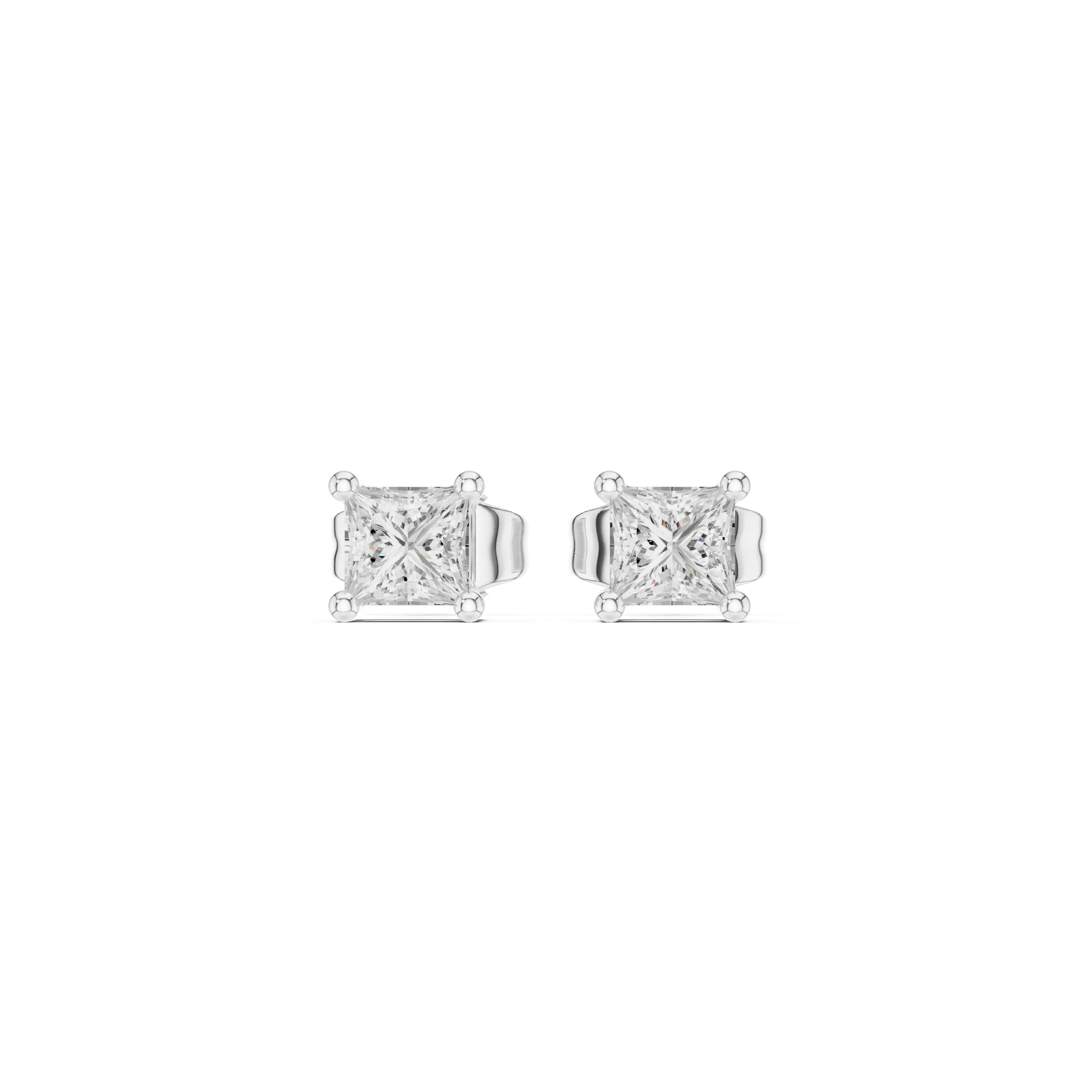 Classic Princess Solitaire Diamond Stud Earrings
