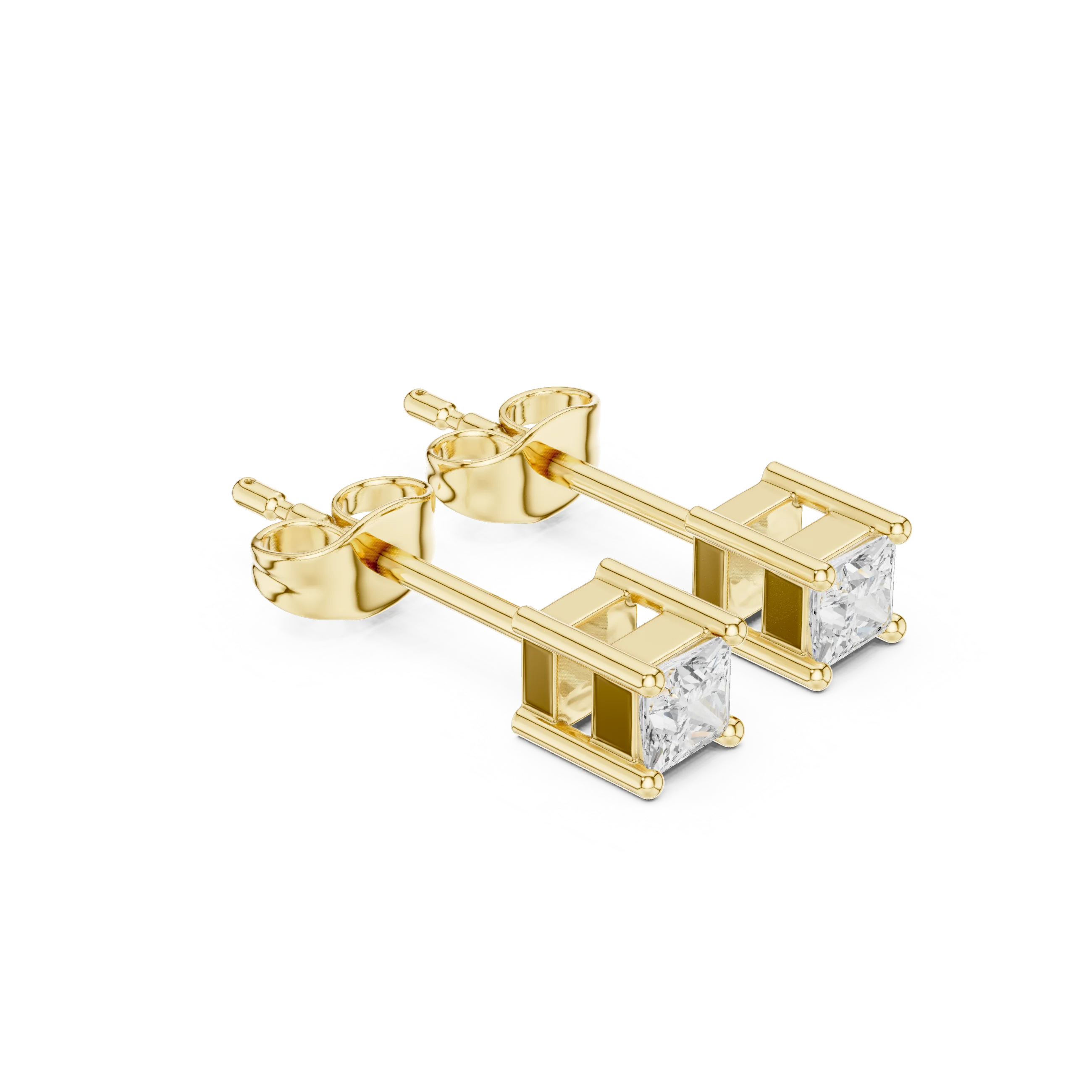 Classic Princess Solitaire Diamond Stud Earrings