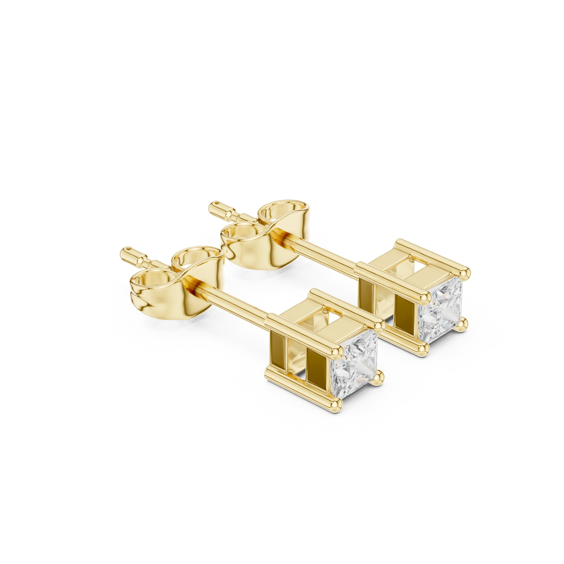 Classic Princess Solitaire Diamond Stud Earrings