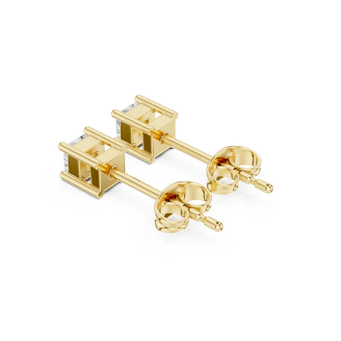 Classic Princess Solitaire Diamond Stud Earrings