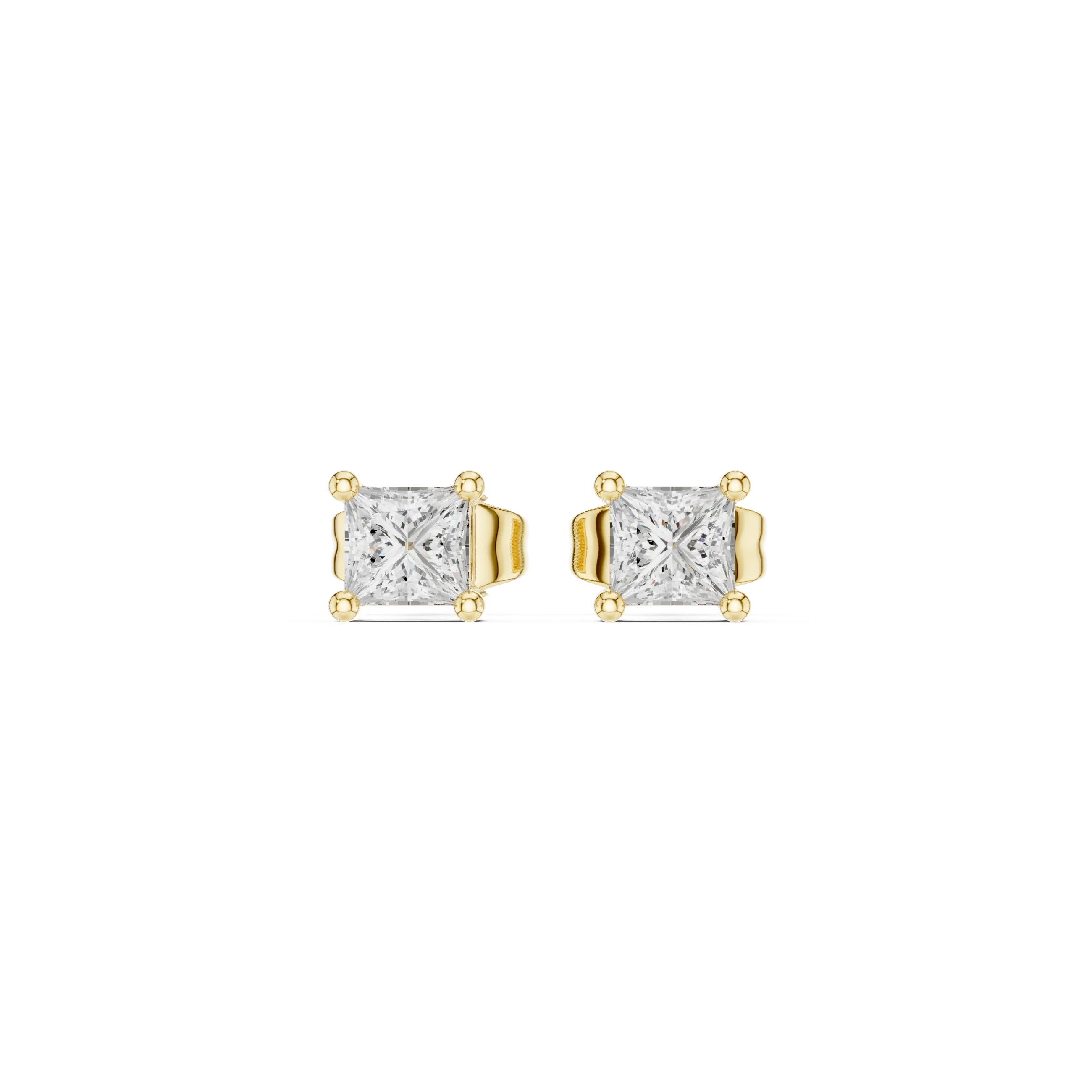 Classic Princess Solitaire Diamond Stud Earrings