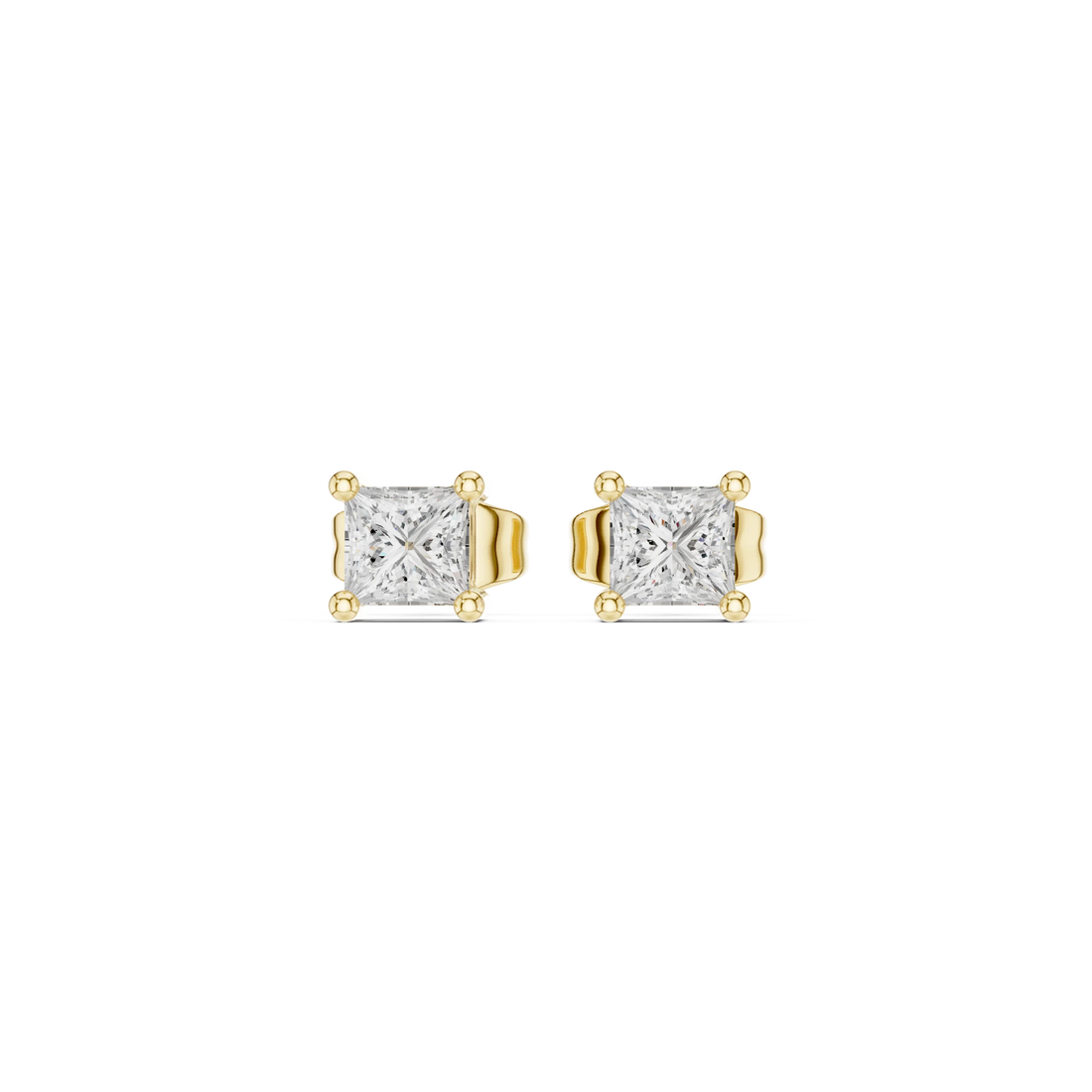 Classic Princess Solitaire Diamond Stud Earrings