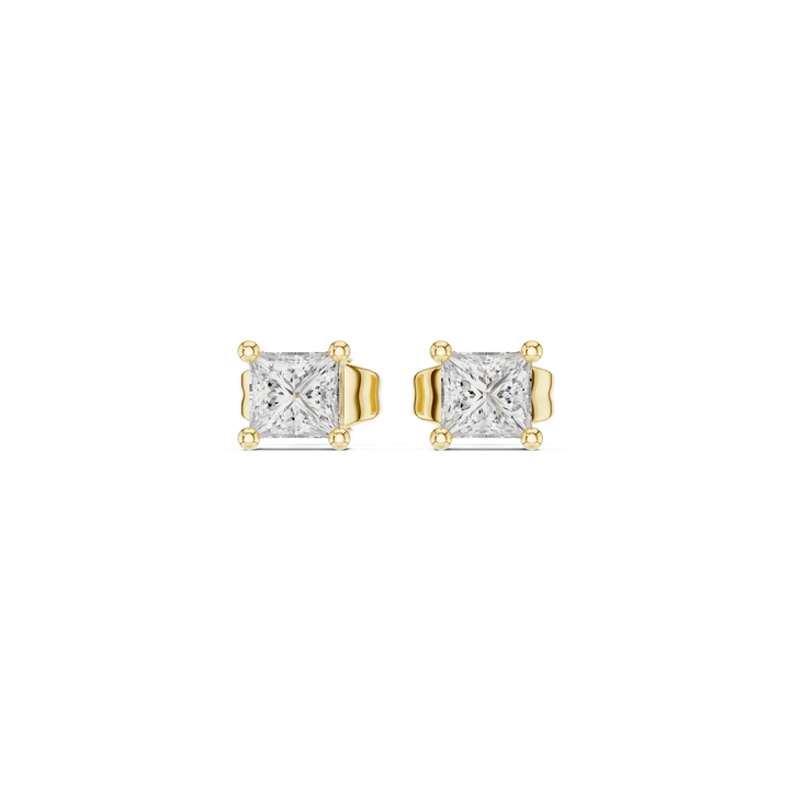 Classic Princess Solitaire Diamond Stud Earrings