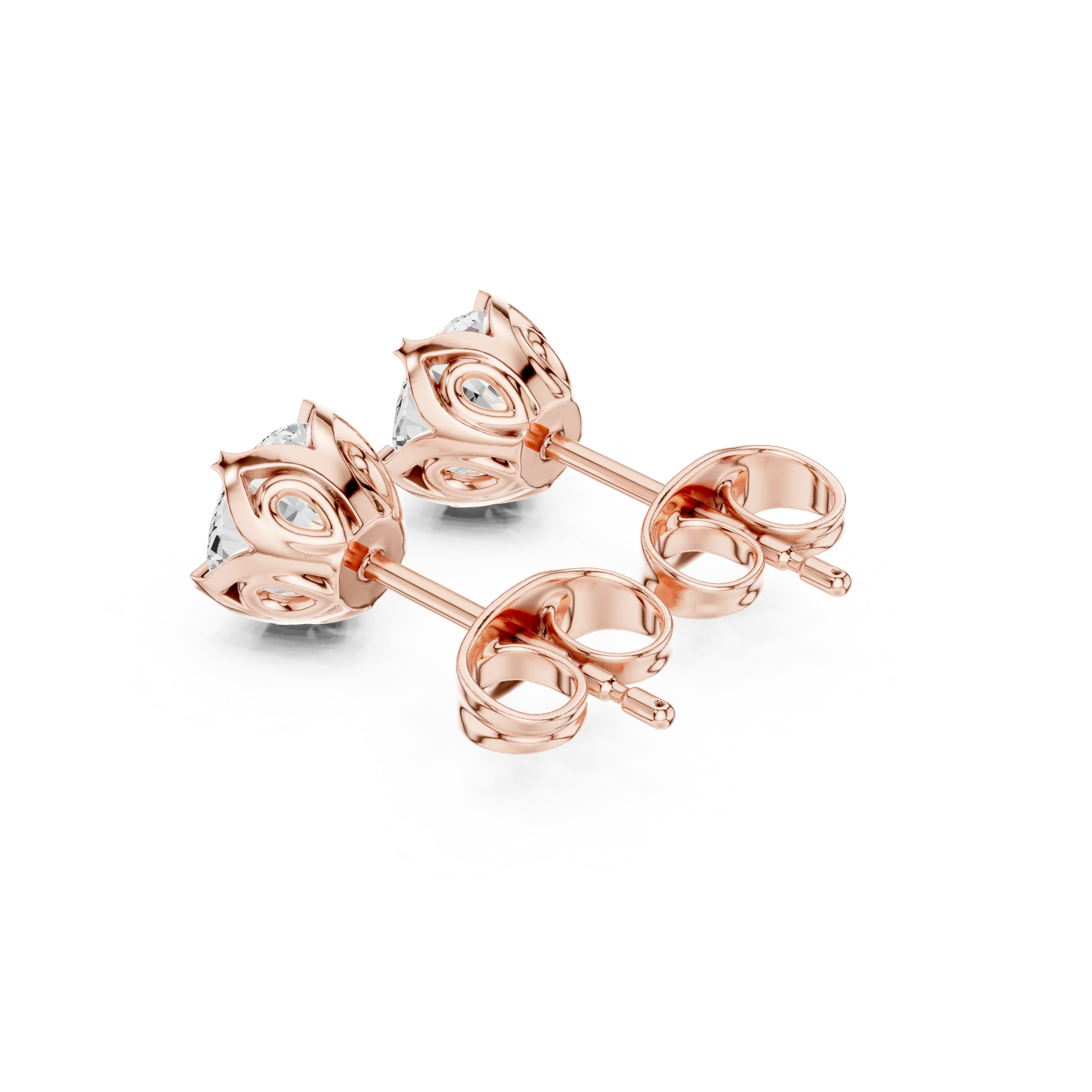 Eternal Round Solitaire Diamond Stud Earrings