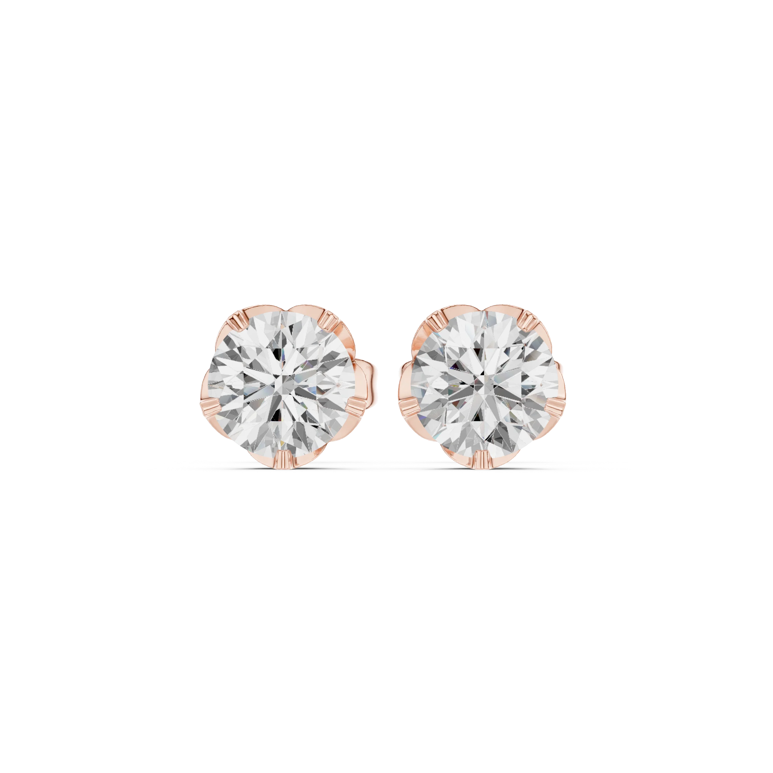 Eternal Round Solitaire Diamond Stud Earrings