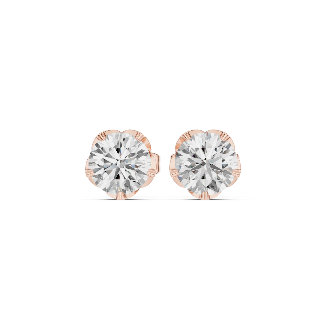 Eternal Round Solitaire Diamond Stud Earrings
