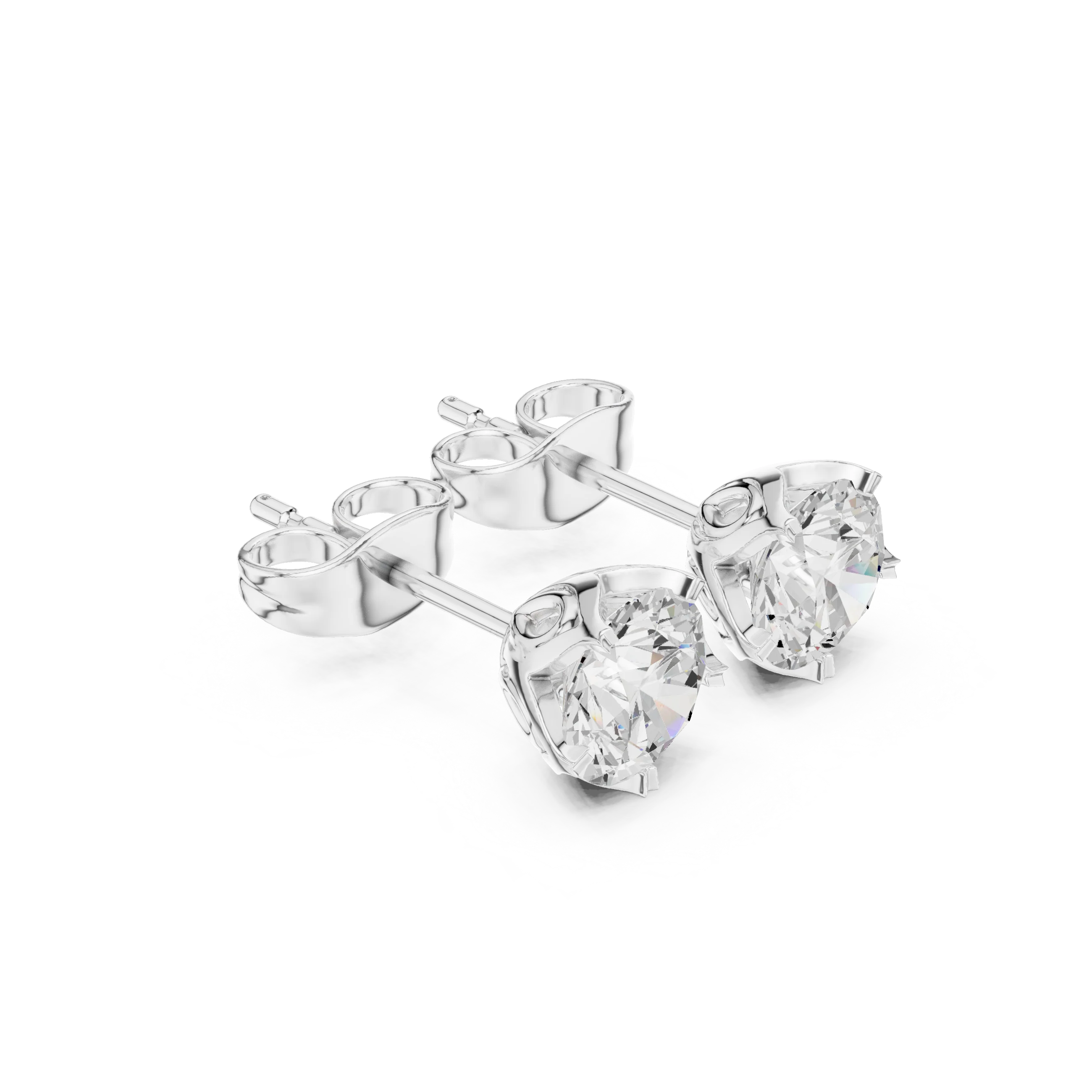 Eternal Round Solitaire Diamond Stud Earrings