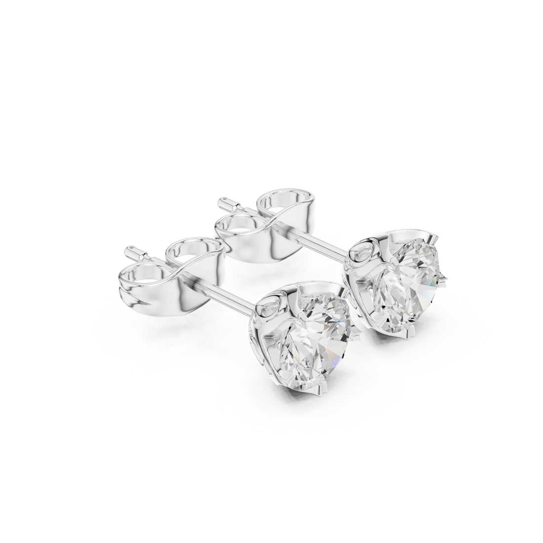 Eternal Round Solitaire Diamond Stud Earrings